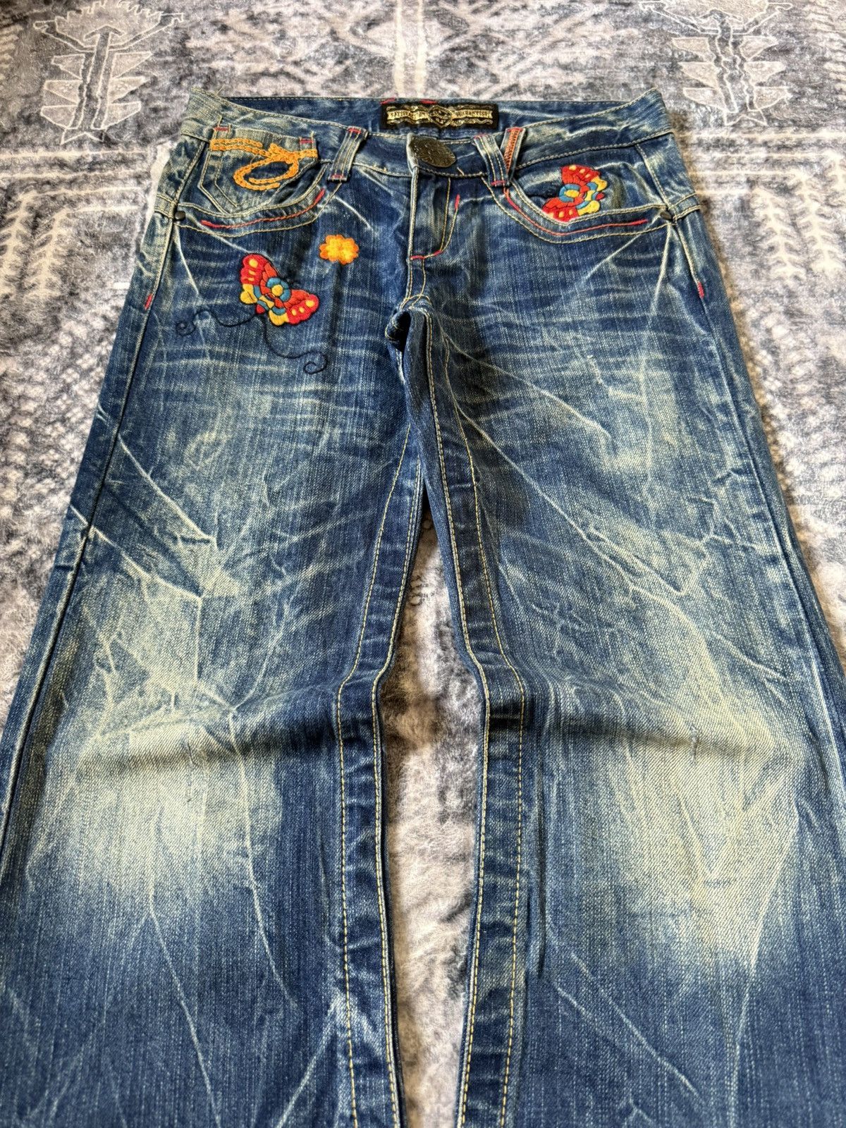 Hysteric Glamour Studio R.P Embroidered Bold Stitched Wide Flared Jeans Size US 28 / EU 44 - 3 Thumbnail