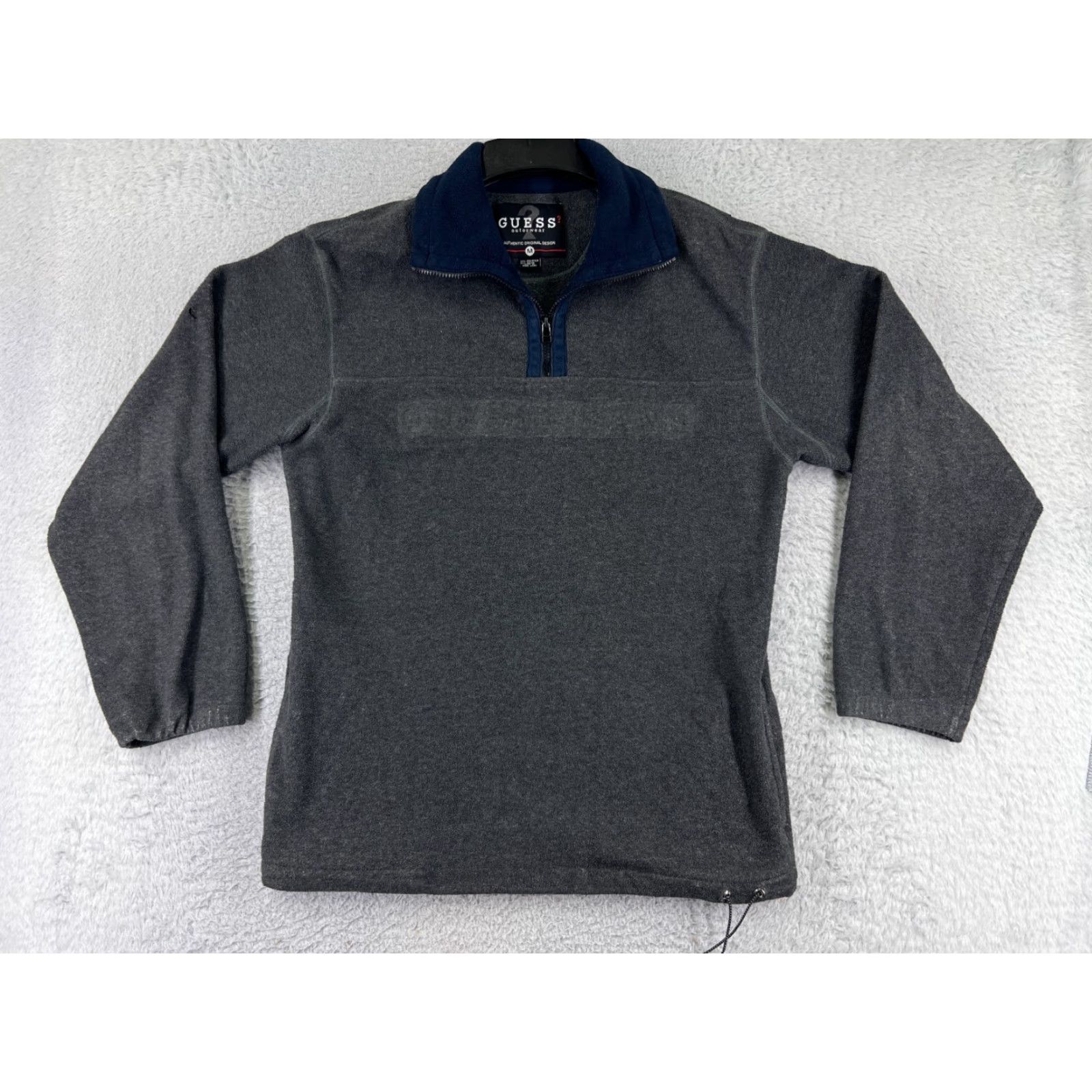 Guess VINTAGE GUESS Sweater Mens M Long Sleeve 1/4 Zip Gray Polyester Fleece Embroidered Logo 90s American Designer Mens Size US M / EU 48-50 / 2 - 2 Thumbnail