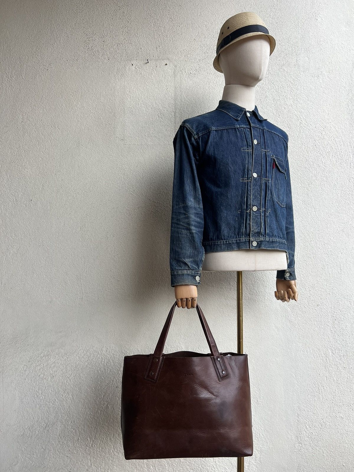 Japanese Brand × Leather Vintage DAKOTA Japan Patina Solid Leather Tote Bag Size ONE SIZE - 2 Thumbnail