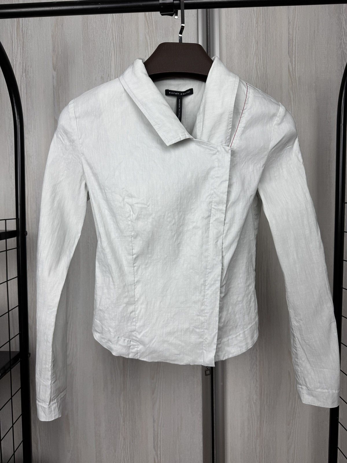 Sarah Pacini Sarah Pacini Women's Gray Asymmetrical Linen Zip Jacket Size XS / US 0-2 / IT 36-38 - 2 Thumbnail