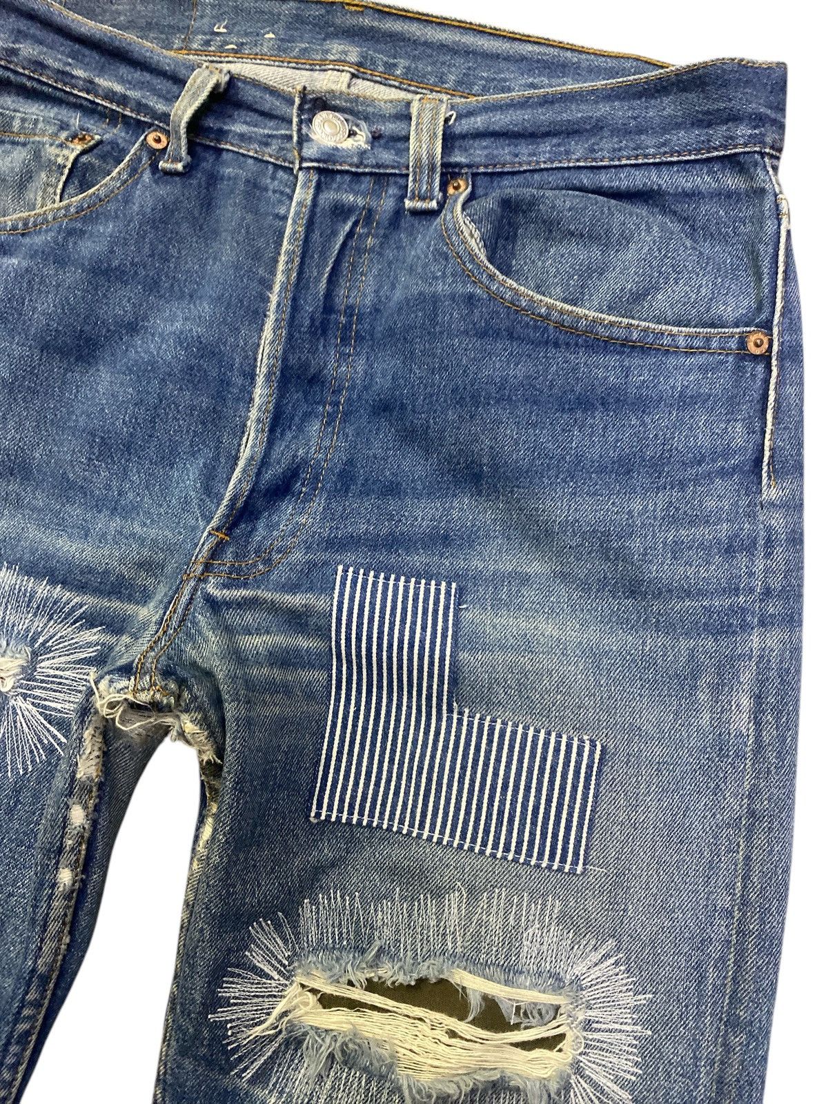 Levi's × Vintage Vintage Levi’s 501 Patchwork Repaired Jeans Size US 32 / EU 48 - 3 Thumbnail