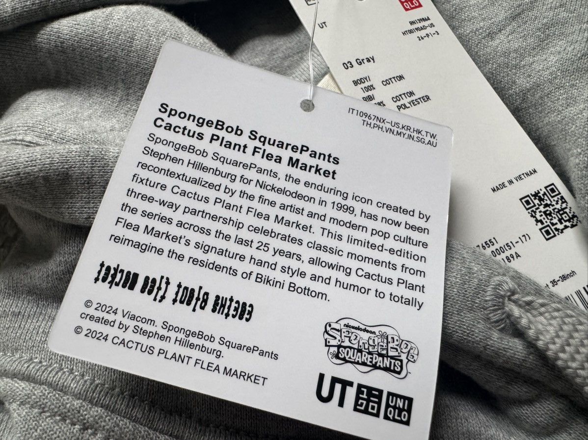 Cactus Plant Flea Market × Uniqlo CPFM x Spongebob Squarepants Gray Hoodie Small Sweatshirt Size US S / EU 44-46 / 1 - 9 Thumbnail