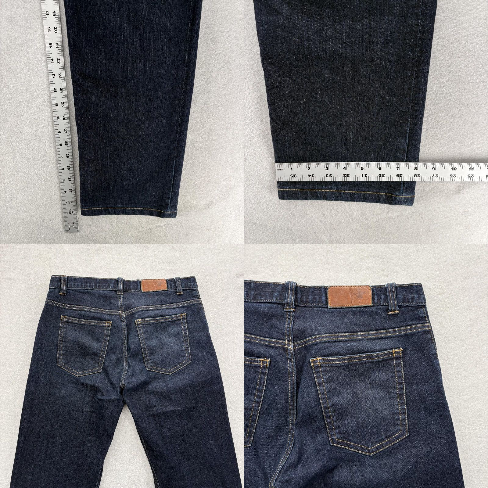 Denime Dearborn Denim Jeans Mens 32x34 Blue Dark Wash Straight Stretch Made In USA Size US 32 / EU 48 - 8 Thumbnail