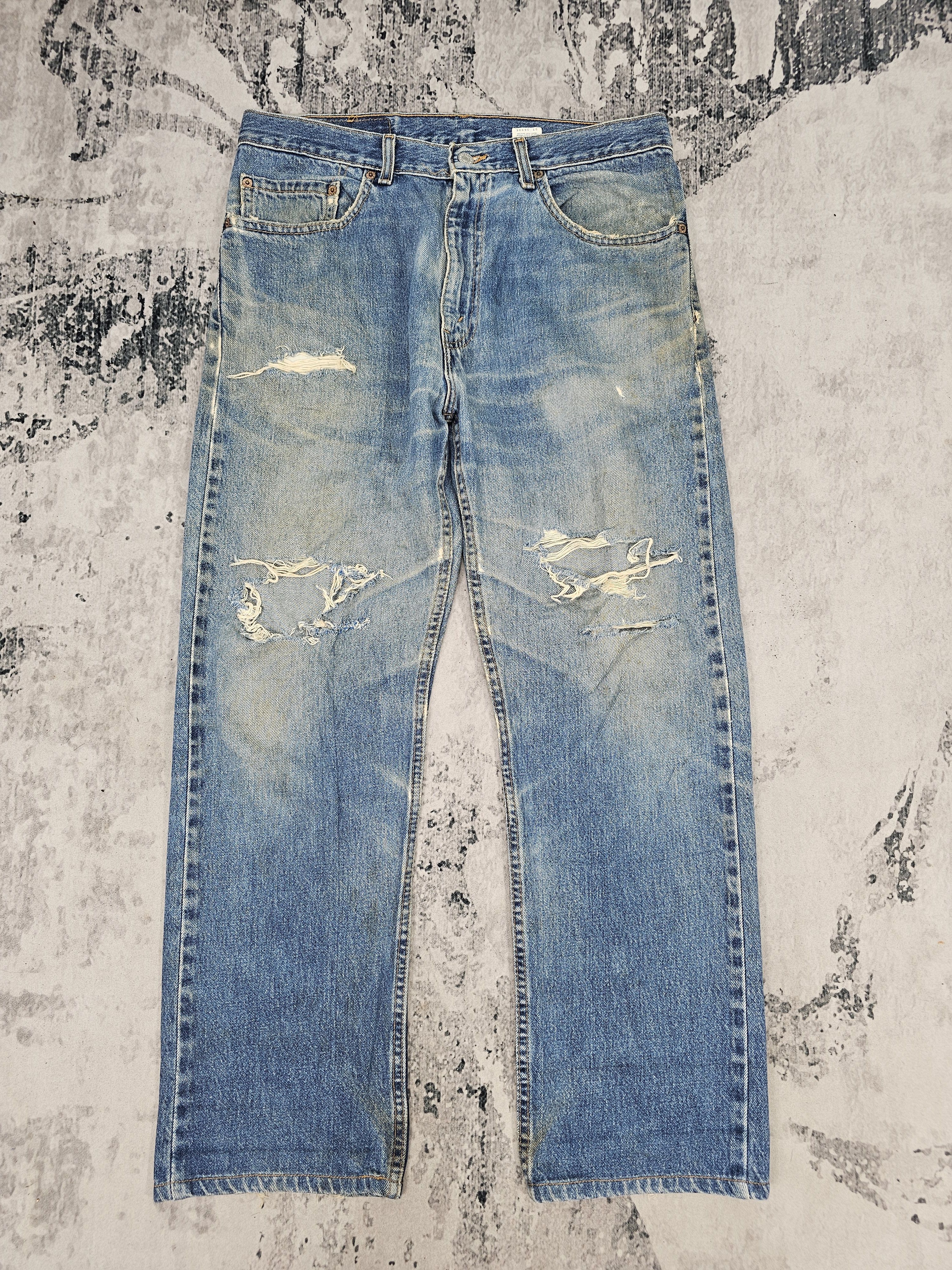 Levi's Vintage Clothing Vtg 90'S LEVIS 505 Distressed Faded Blue Cropped Jeans L0498 Size US 34 / EU 50 - 1 Thumbnail