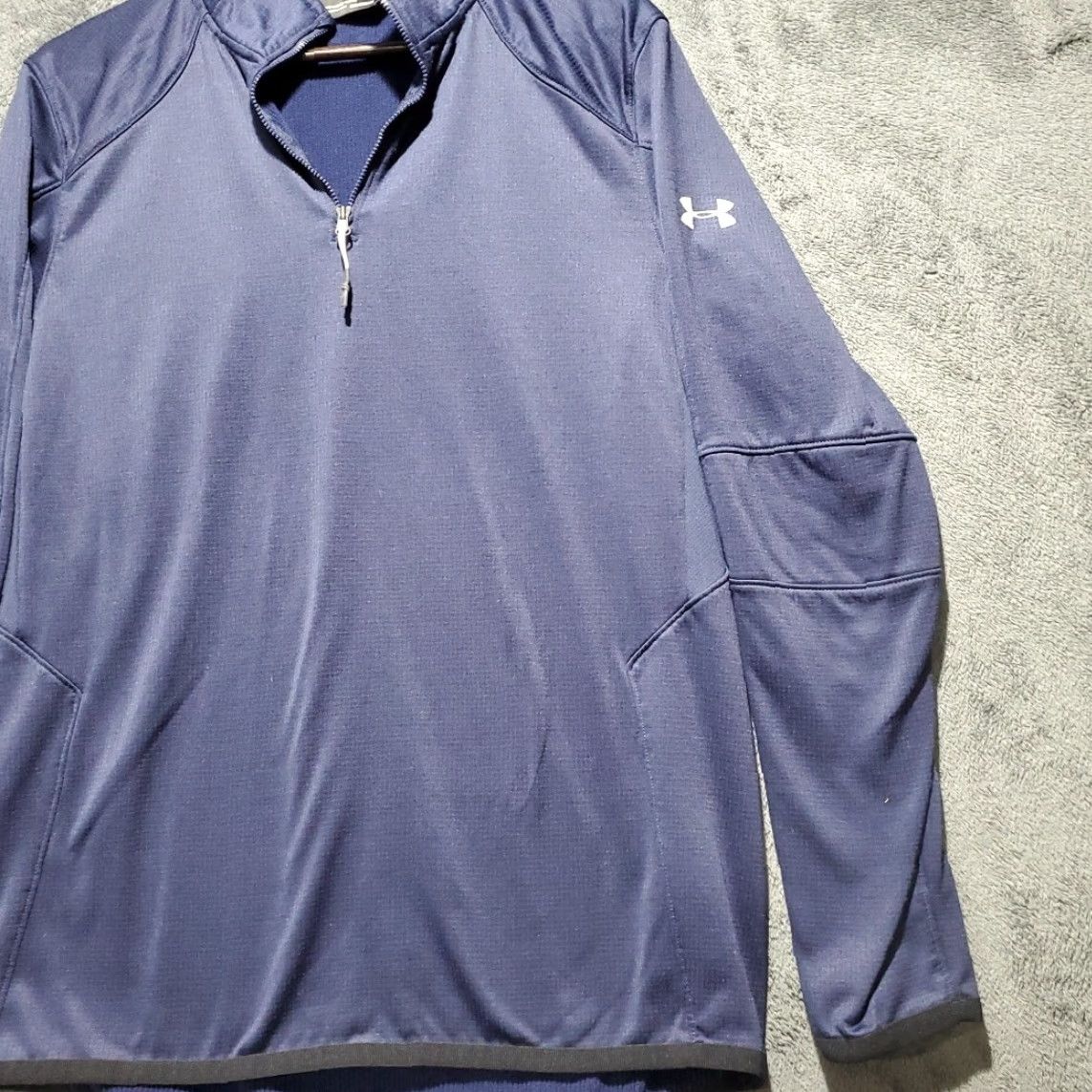 Under Armour Under Armour ColdGear Reactor Jacket Mens M Navy Blue 1/4 Zip Fitted Mid-Length Solid Logo Size US M / EU 48-50 / 2 - 5 Thumbnail