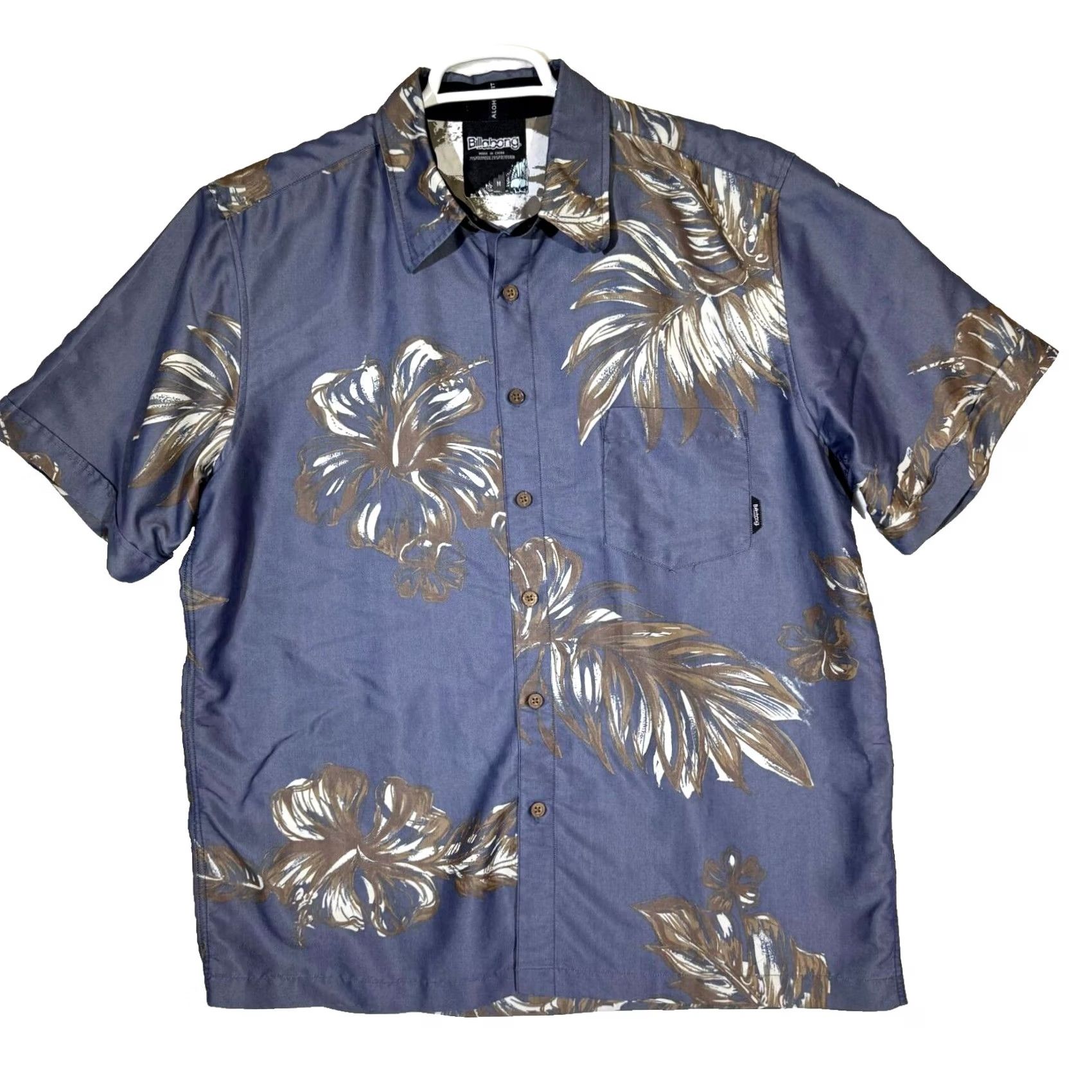 Billabong Billabong Men's Shirt Casual Button-Up Short Sleeve Gray Floral 100% Cotton Medium Size US M / EU 48-50 / 2 - 2 Thumbnail