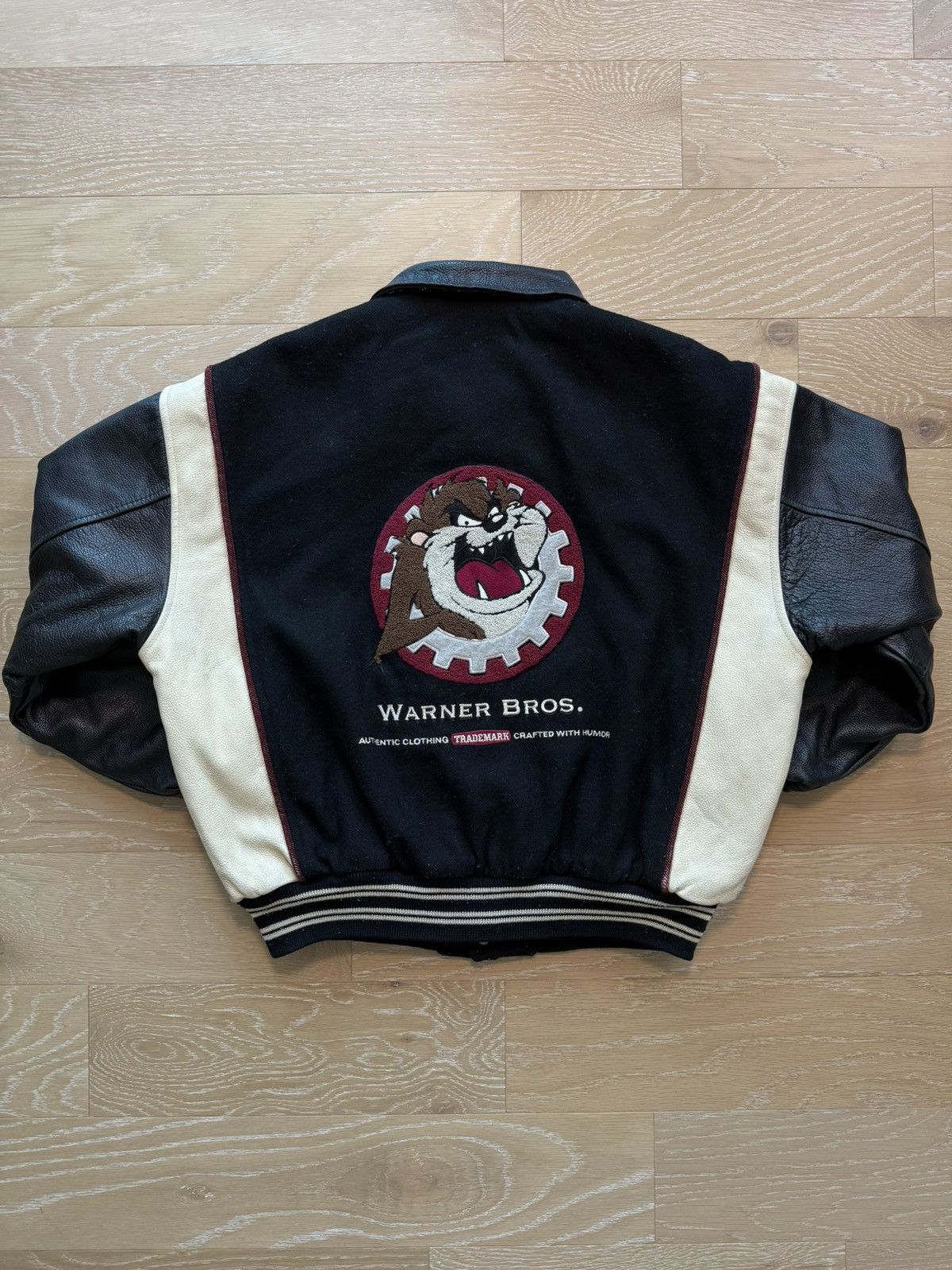 Warner Bros Vintage 90s Taz Tasmanian Devil Leather Wool Jacket Size US S / EU 44-46 / 1 - 16 Thumbnail
