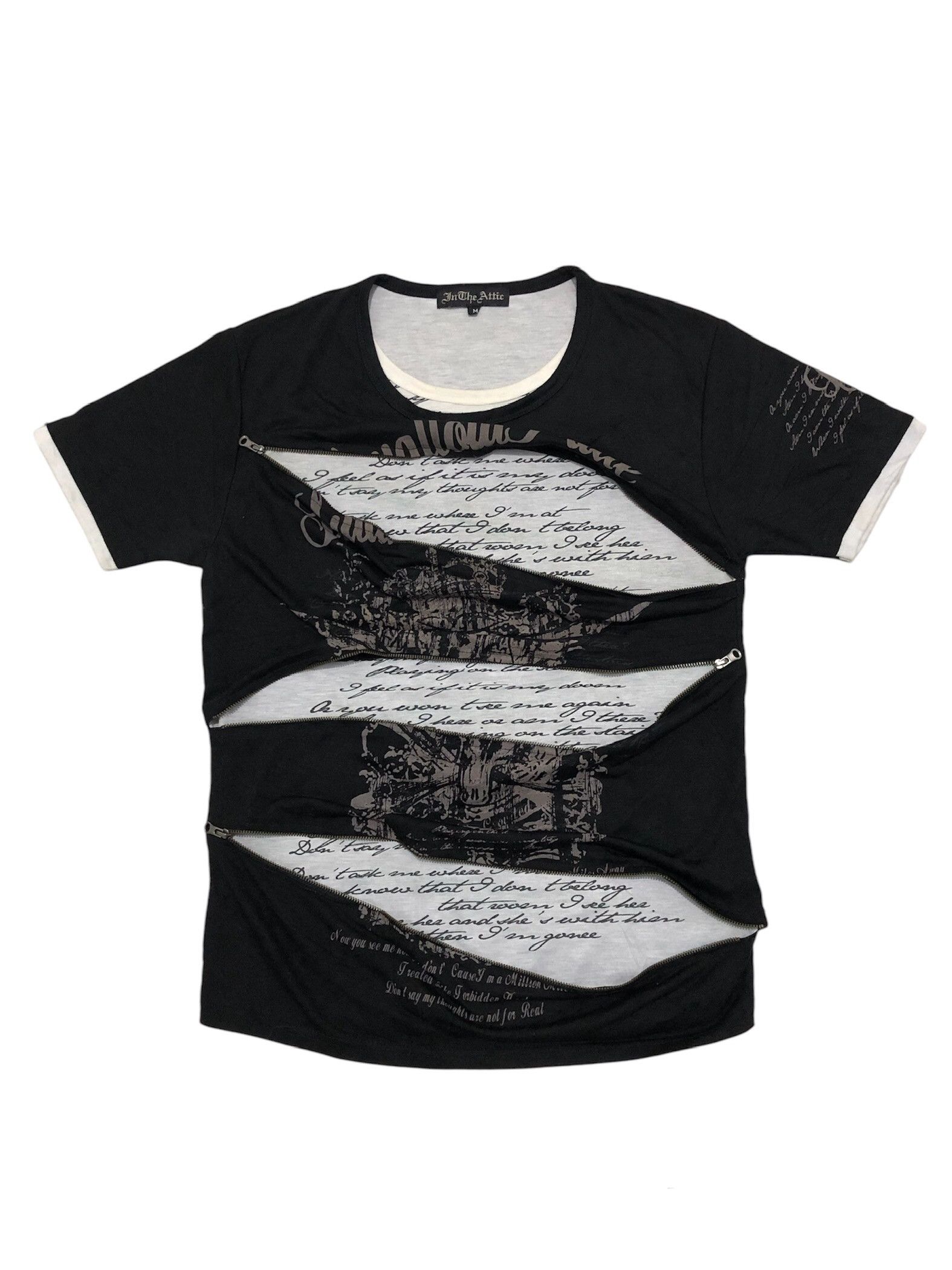 image of If Six Was Nine x In The Attic Gothic Zipper Hidden Poem Tee in Black, Men's (Size Medium)