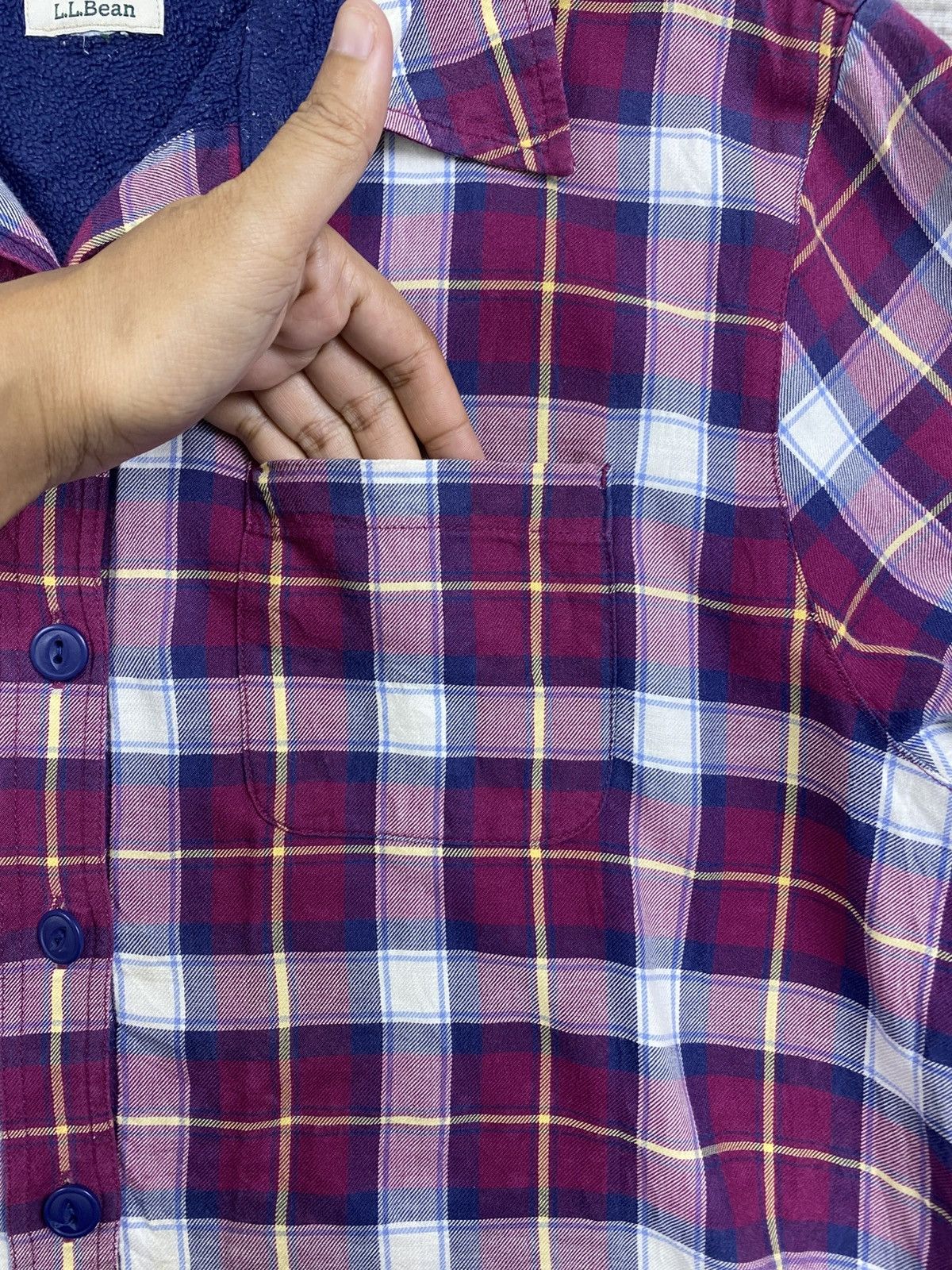 Japanese Brand × L.L. Bean × Vintage Vintage L.L Bean Men’s Fleece Linen Plaid Button Shirt Size US M / EU 48-50 / 2 - 8 Thumbnail