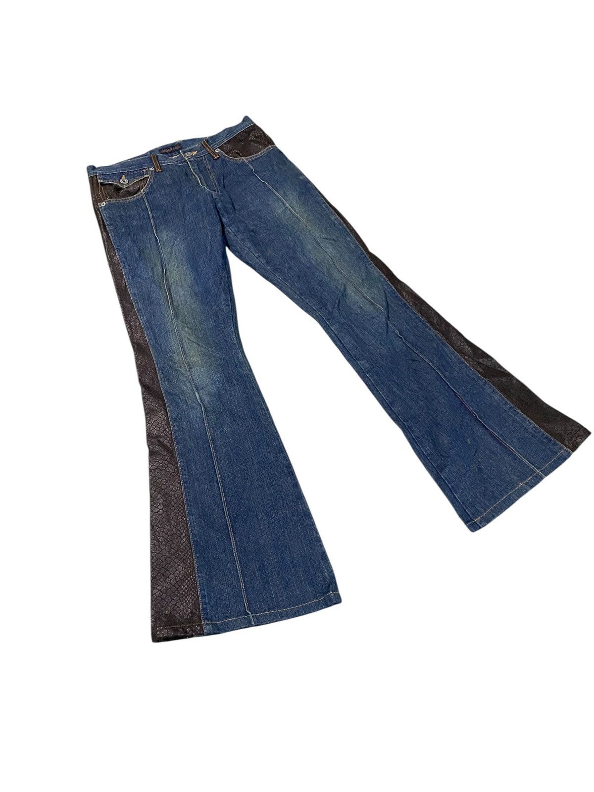 Morgan Homme Morgan Homme Denim Jeans snake Leather Biker Flare Bootcut Size US 32 / EU 48 - 3 Thumbnail