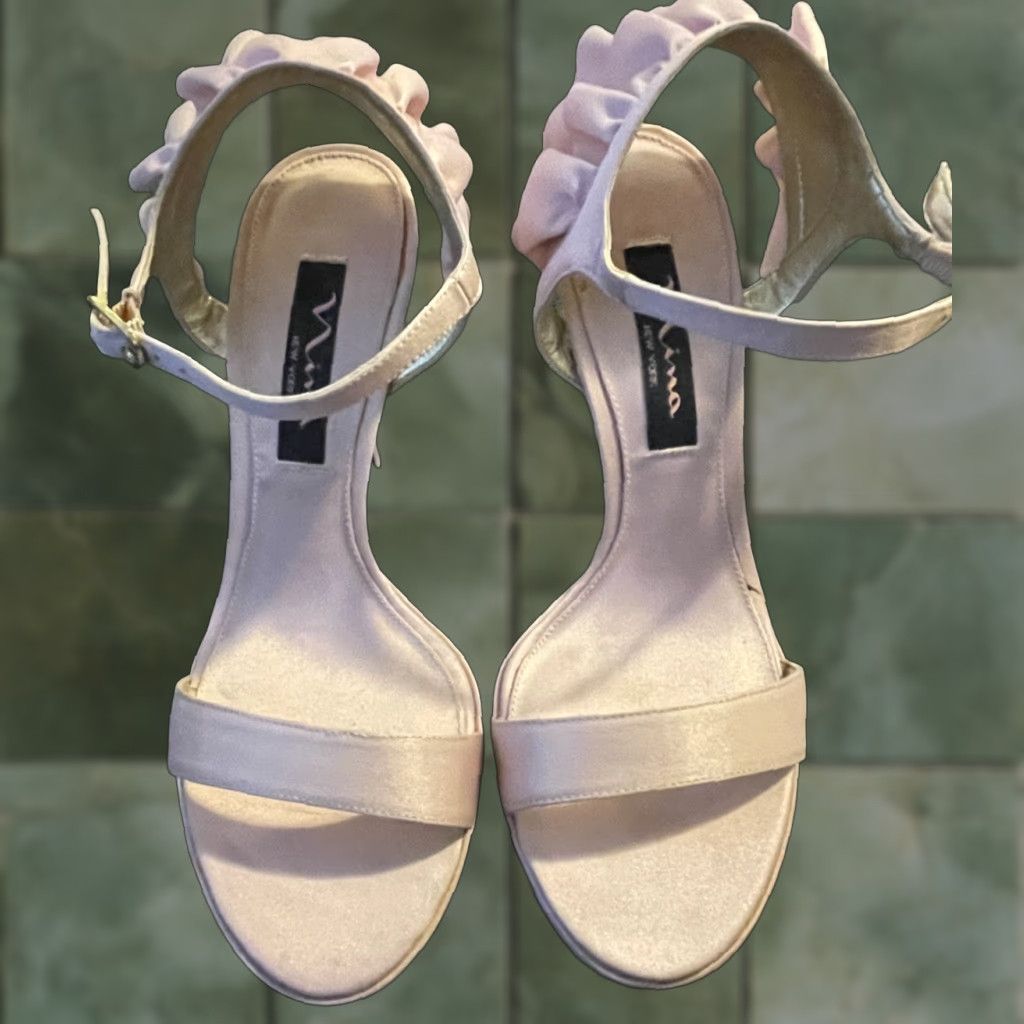Vintage Nina Womens Open Toe Ankle Strap Pink Heels Size 6M Pumps Classic Stiletto Leather Heel Women Pink Open Toe Ankle Strap Nina 6M Size US 6 / IT 36 - 1 Thumbnail