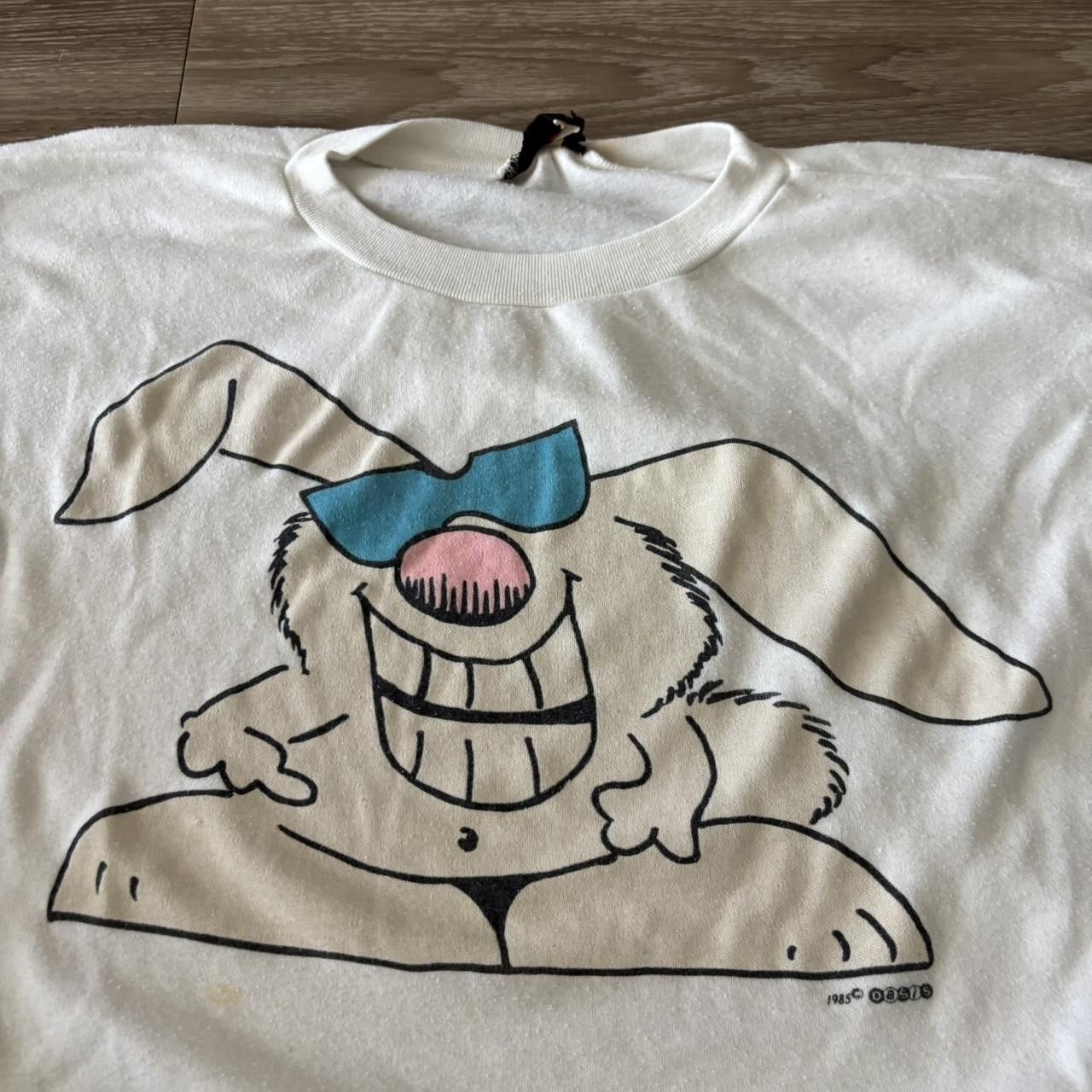 Vintage Crazy Vintage 80s White Beach Bunny Oasis Funny Cropped Graphic Tee! Size US M / EU 48-50 / 2 - 2 Thumbnail
