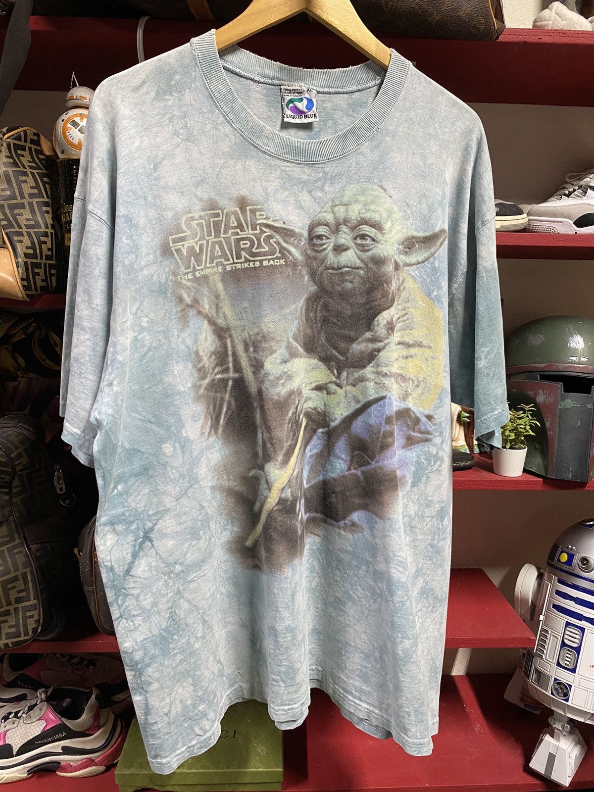 Liquid Blue × Star Wars × Vintage Vintage 1997 Yoda Star Wars Liquid Blue T-Shirt Adult 2XL Size US XXL / EU 58 / 5 - 1 Thumbnail