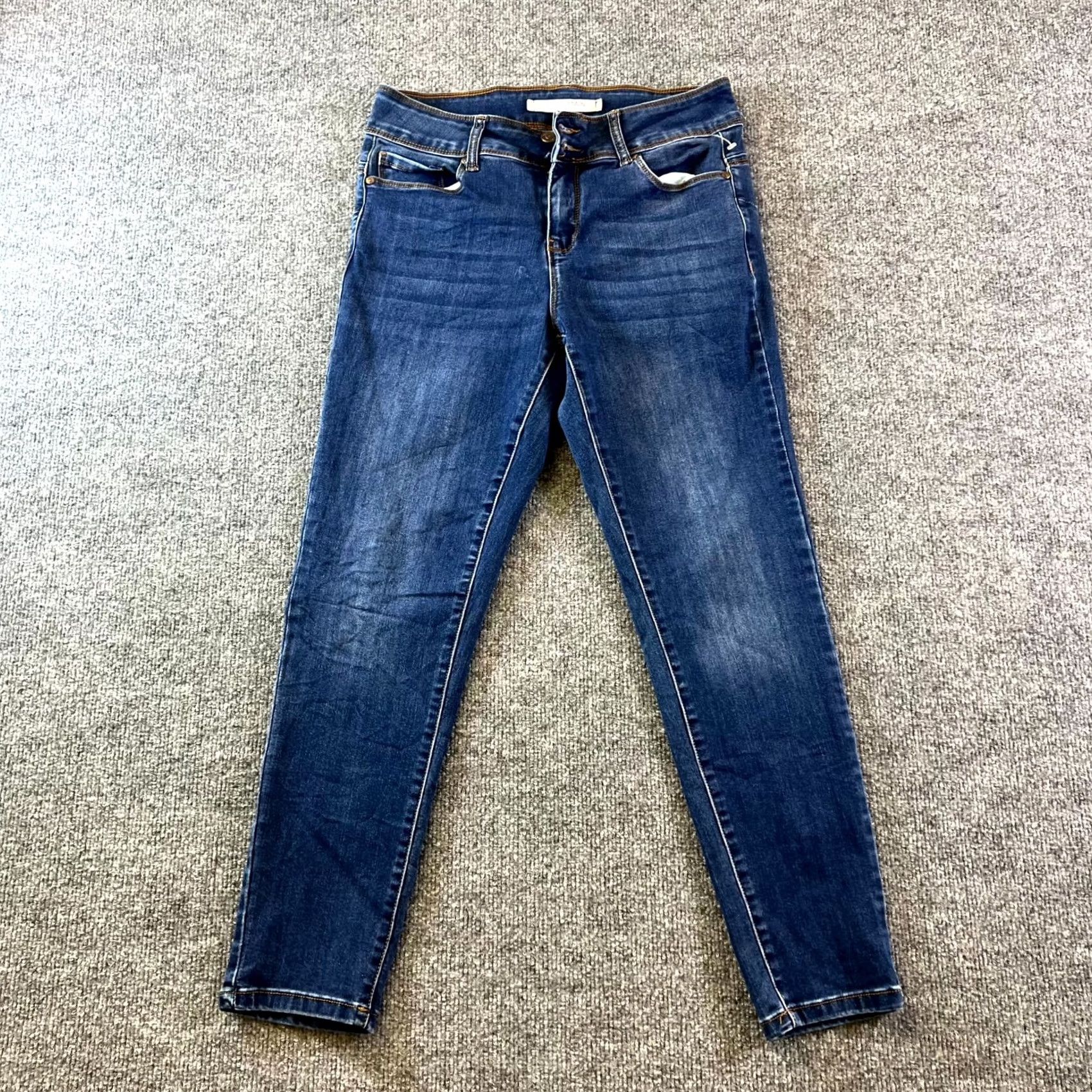 Denime 9th & Main Skinny Jeans Women's 6P Blue Denim Cotton Stretch Workwear 5-Pocket Zipper Button Petite 25 Inseam Size 28" / US 6 / IT 42 - 2 Thumbnail