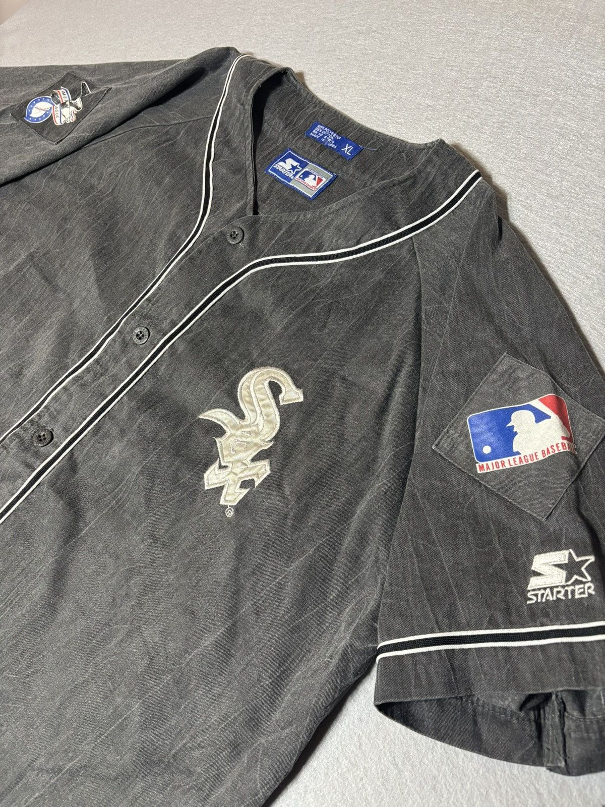 Starter Vintage 90's RARE MLB Chicago White Sox Starter Grey Jersey Size US XL / EU 56 / 4 - 3 Thumbnail
