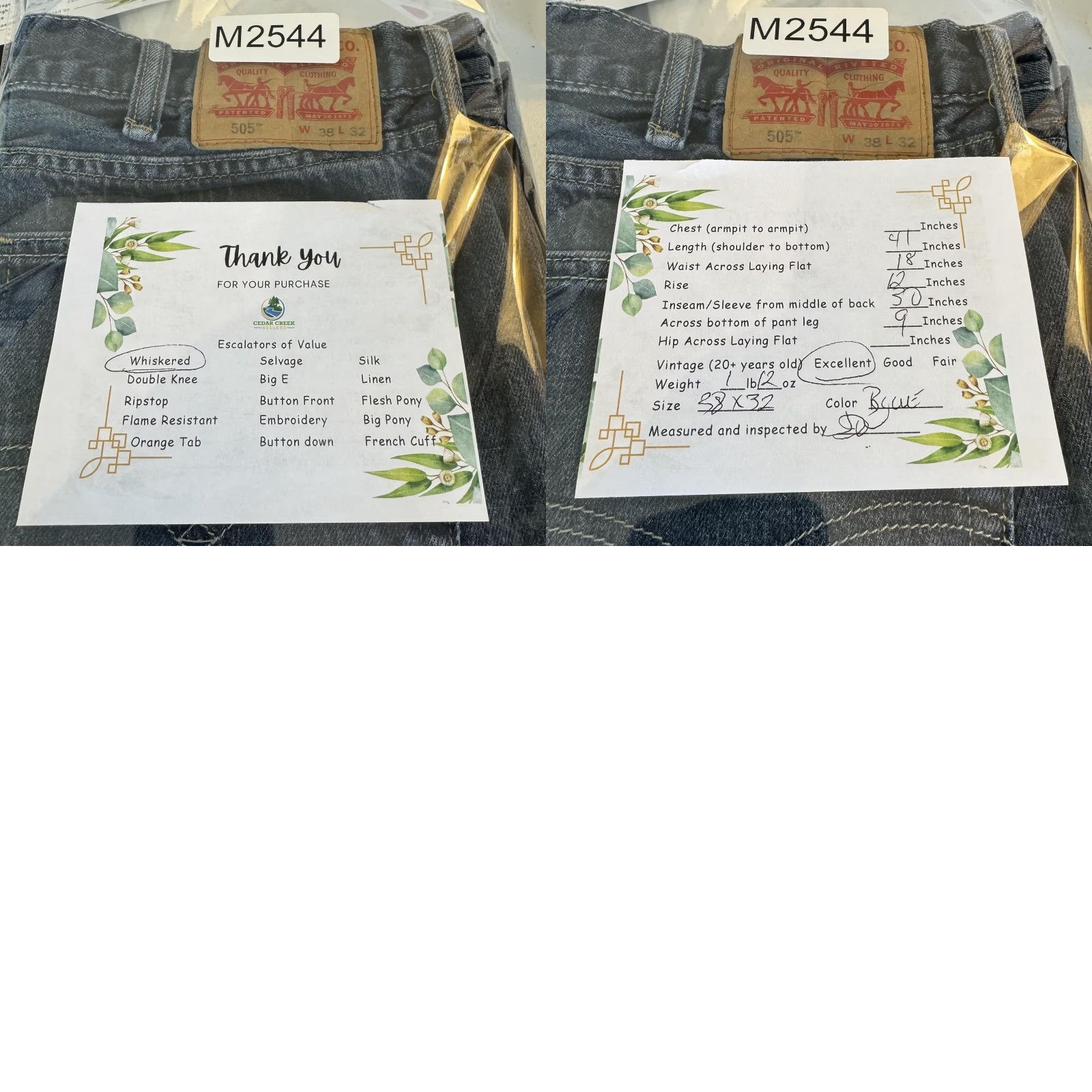 Levi's Levi's 505 Jeans Mens 38x32 Blue Denim Straight Leg Classic Fit Medium Wash Size US 38 / EU 54 - 8 Thumbnail