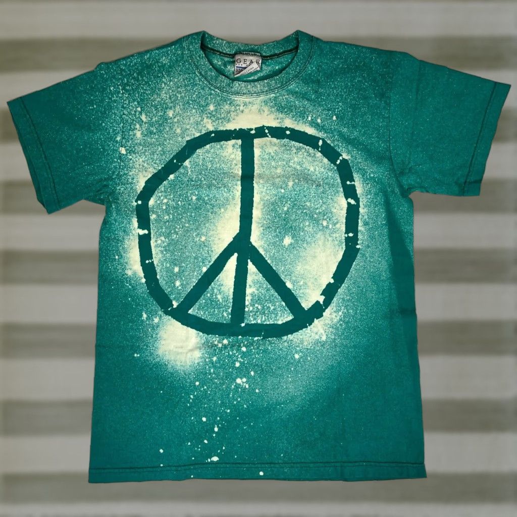 Vintage GEAR FOR SPORTS Vintage Unisex Adults T-Shirt 90s Peace Sign Tie Dye Made in USA Sz S Green Size US S / EU 44-46 / 1 - 1 Thumbnail