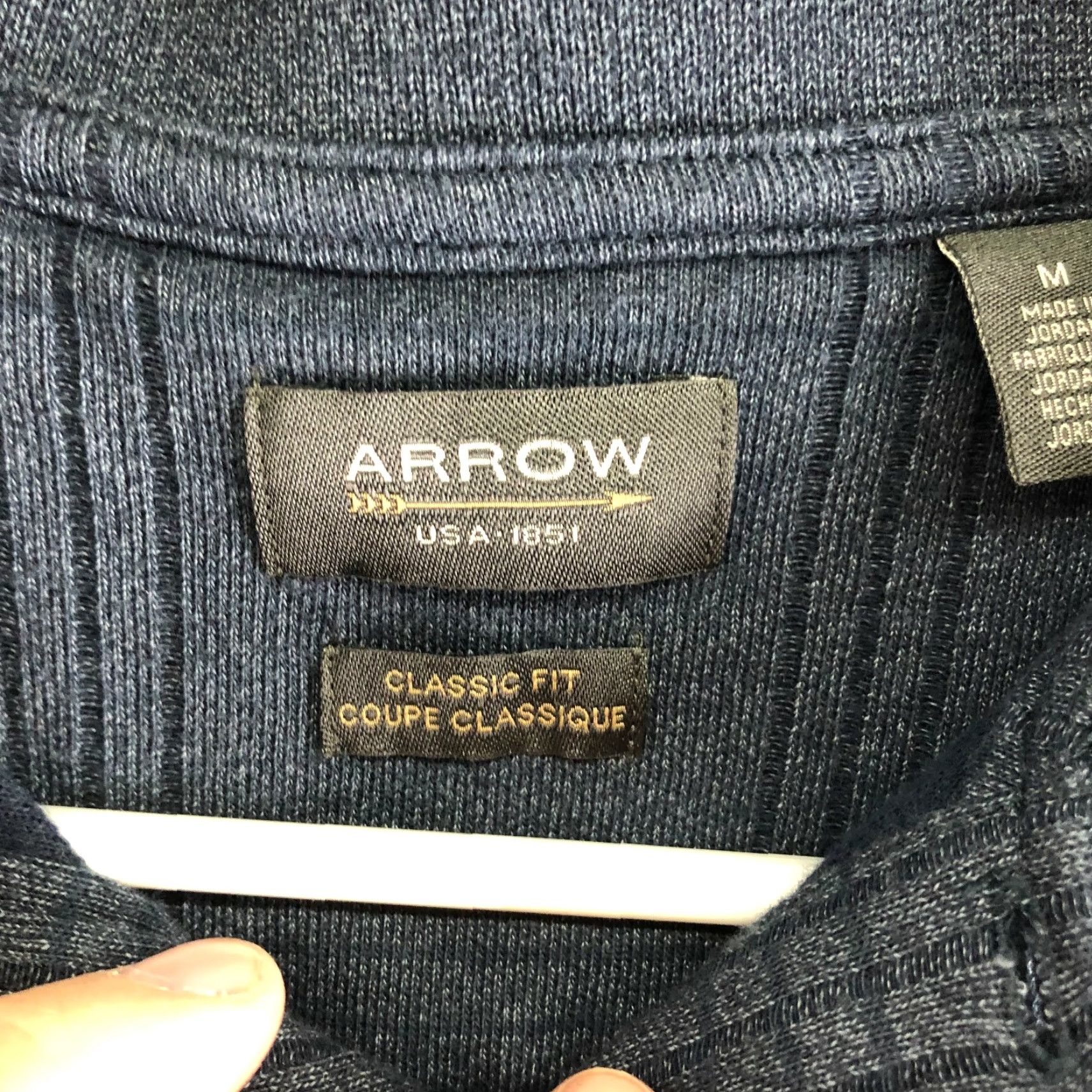 Arrow Arrow Classic Fit Mens Medium Gray Long Sleeve Spread Collar Pullover Shirt Size US M / EU 48-50 / 2 - 6 Thumbnail