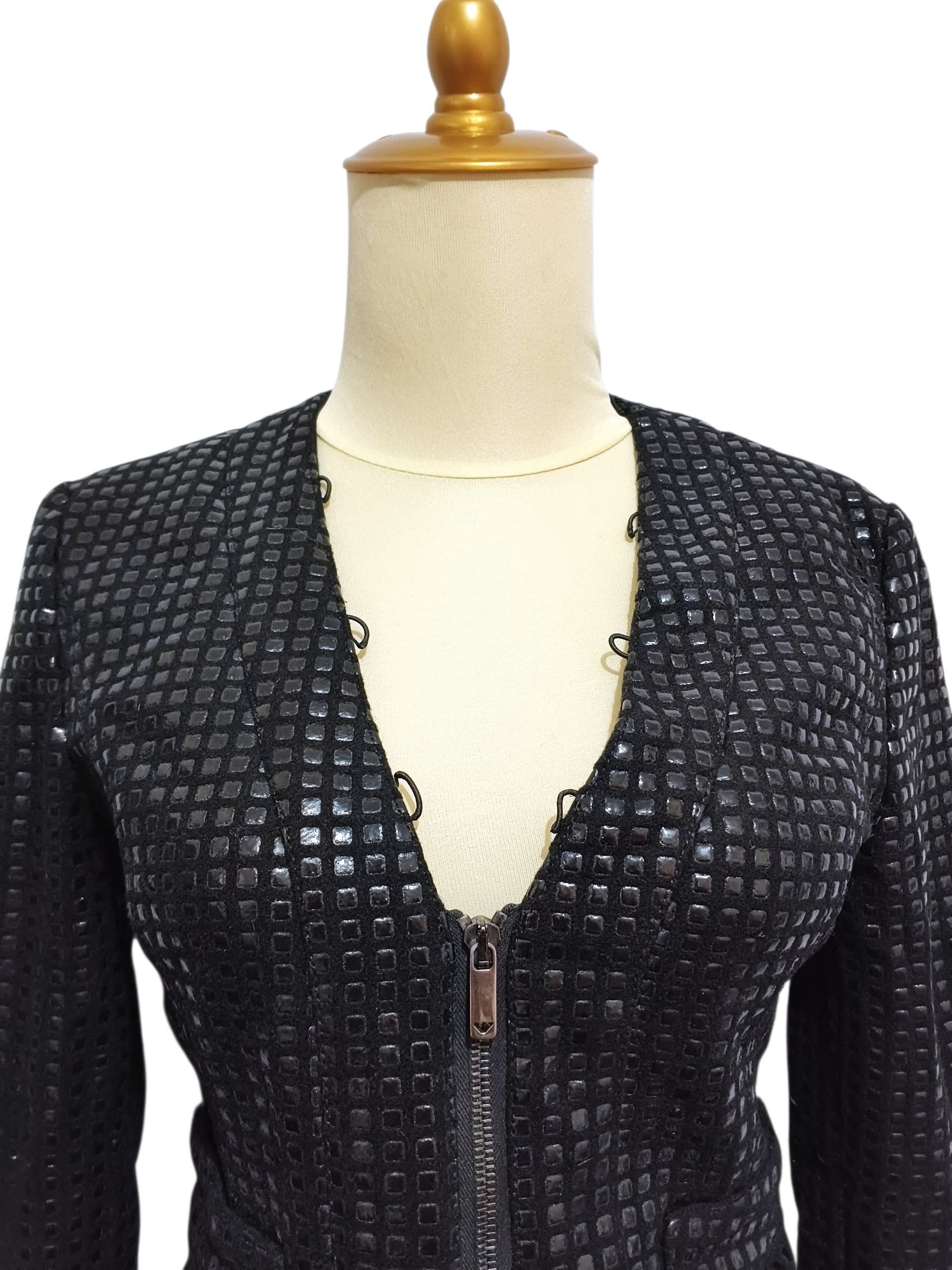 Emporio Armani Emporio Armani Y2K Structured Grid Pattern Cropped Jacket Size XS / US 0-2 / IT 36-38 - 2 Thumbnail