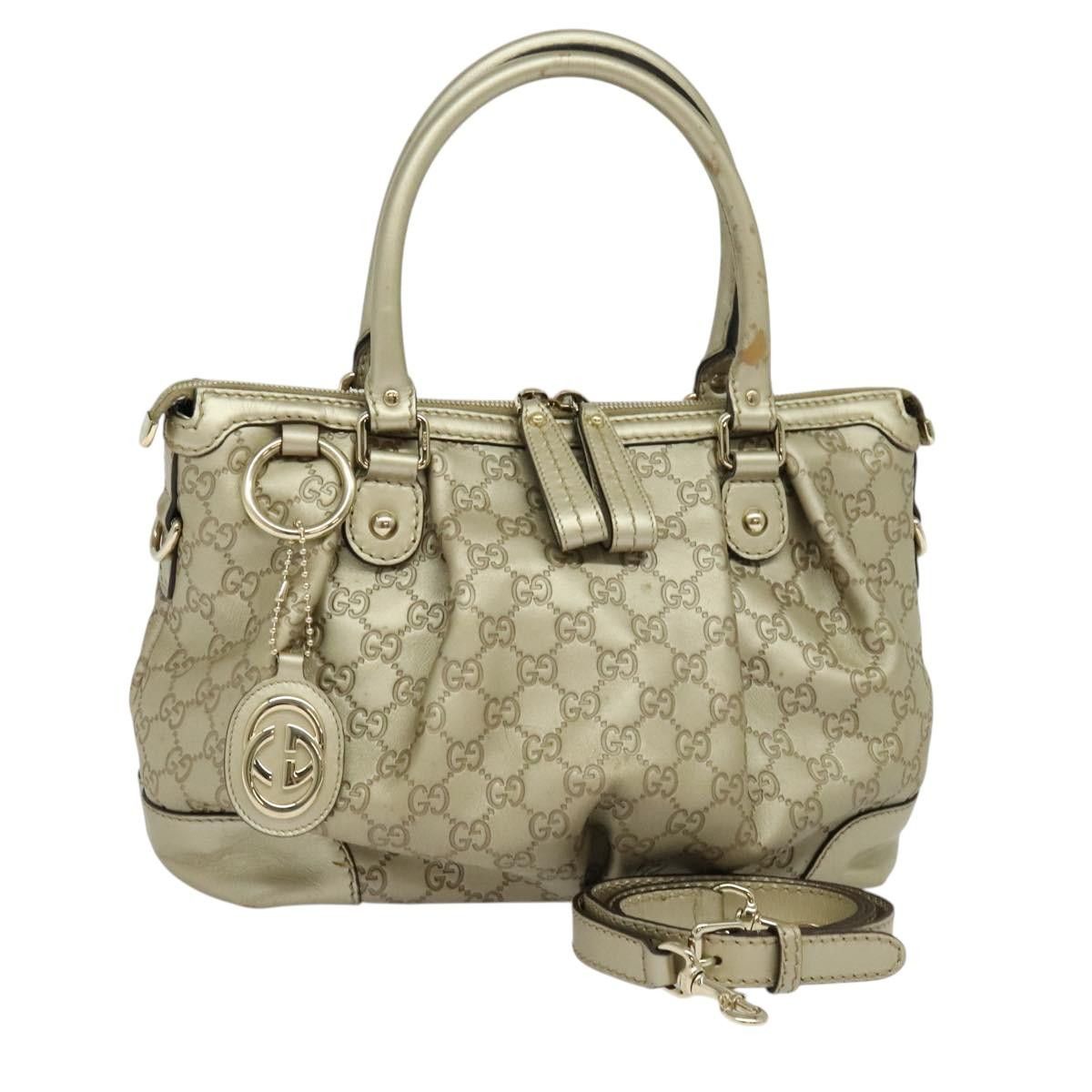 Gucci GG Canvas Guccissima Tote Bag Leather 2Way Gold 247902 Auth Ba1402, Women's