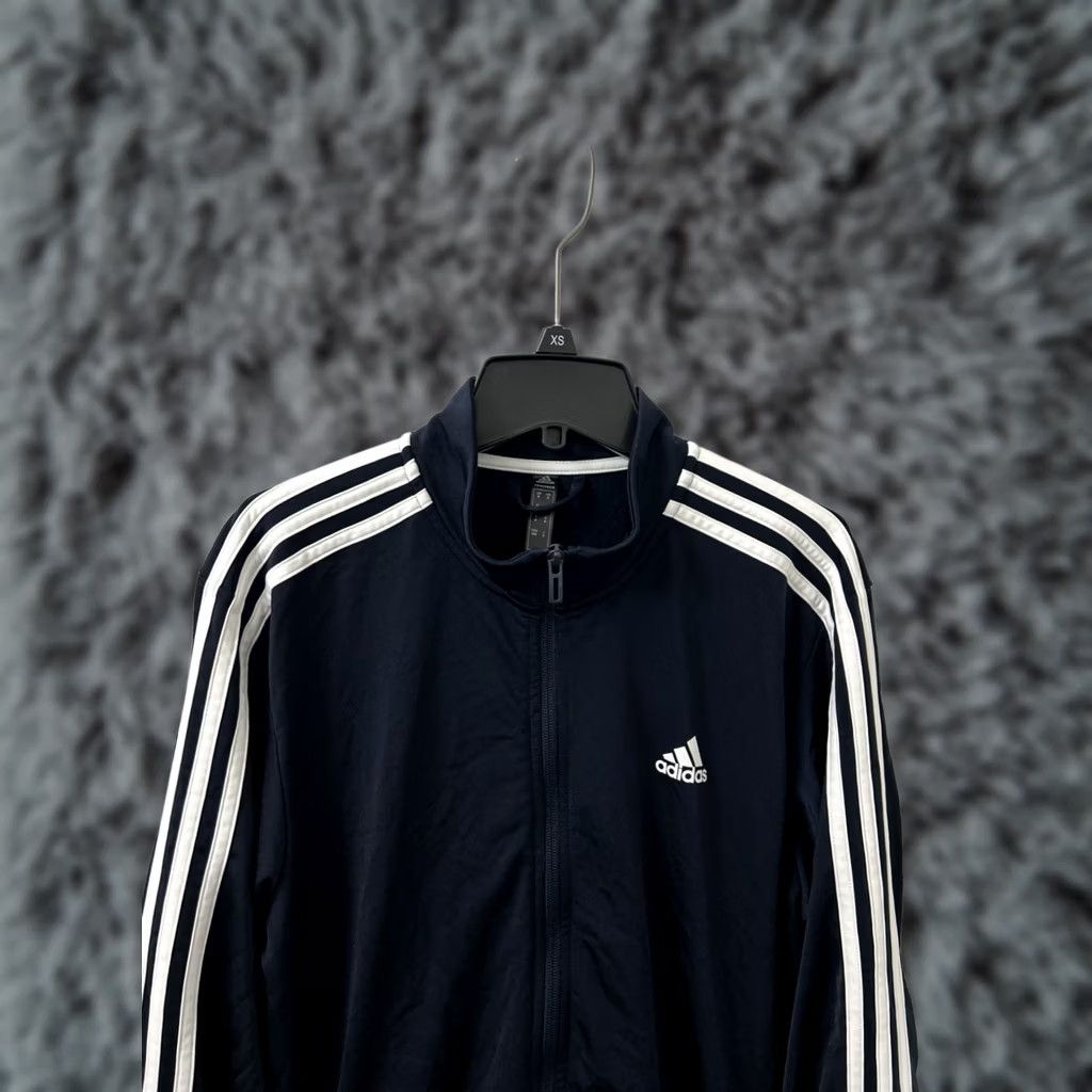 Adidas Adidas Track Jacket Mens M Navy Blue Primegreen Full Zip White Stripes Shirt Size US M / EU 48-50 / 2 - 1 Thumbnail