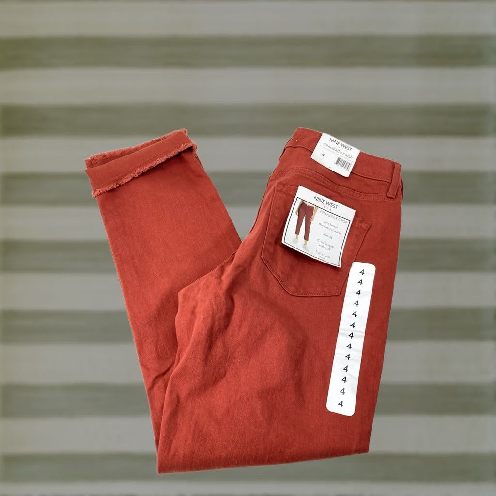 Nine West Nine West Gramercy Crop Jeans Women 4 28X27 Red Denim Stretch Slim NWT Size 27" / US 4 / IT 40 - 1 Thumbnail