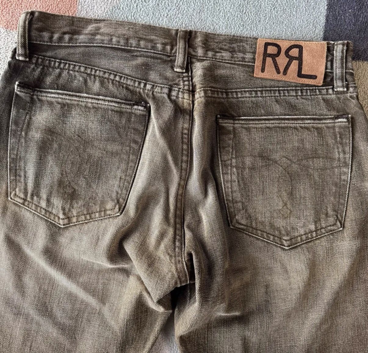 RRL Ralph Lauren RRL Ralph Lauren Double RL Brown Oil Stain Jeans K22 Size US 30 / EU 46 - 5 Thumbnail