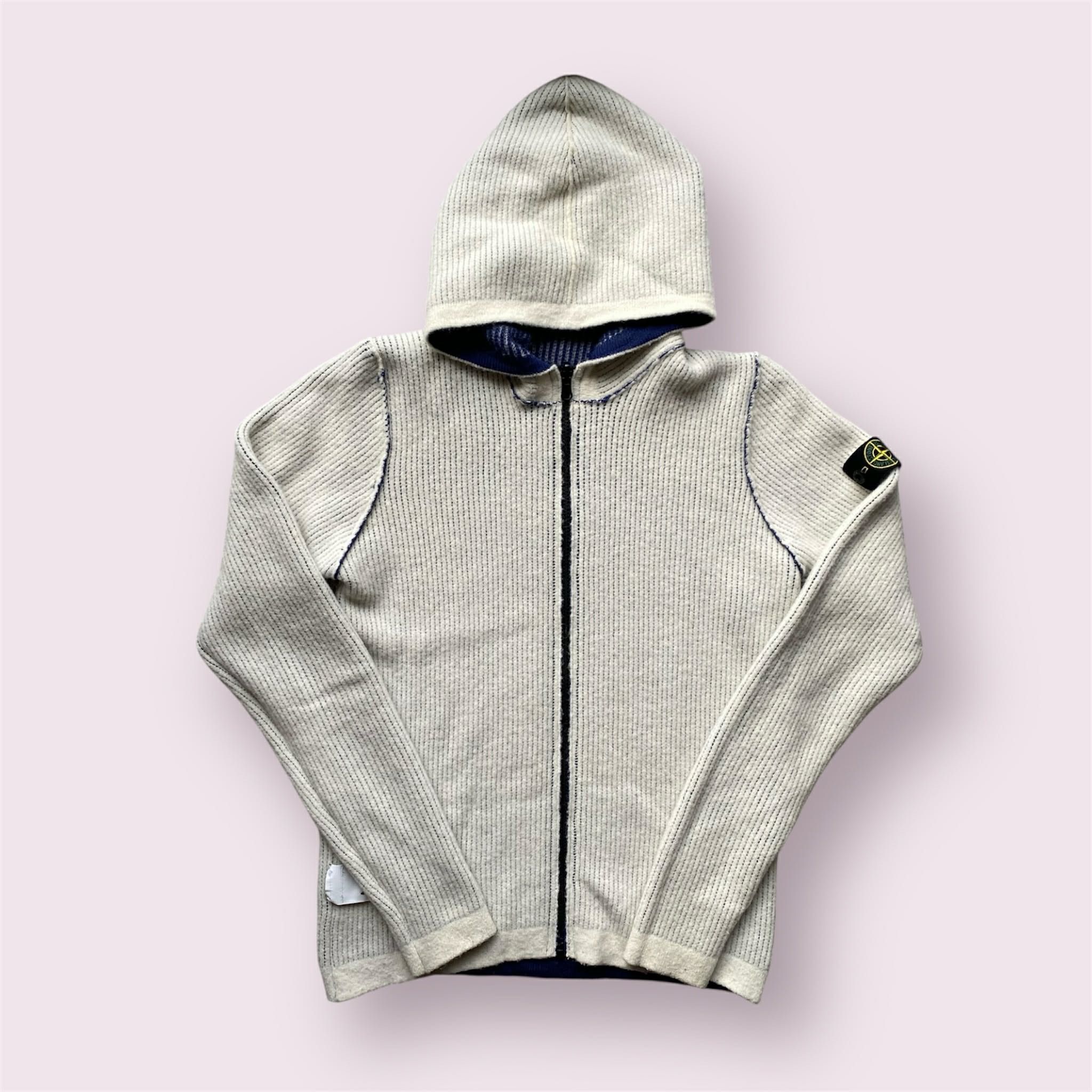 Stone Island Reversible Corrosion Zip Up Knit Hoodie Alpaca