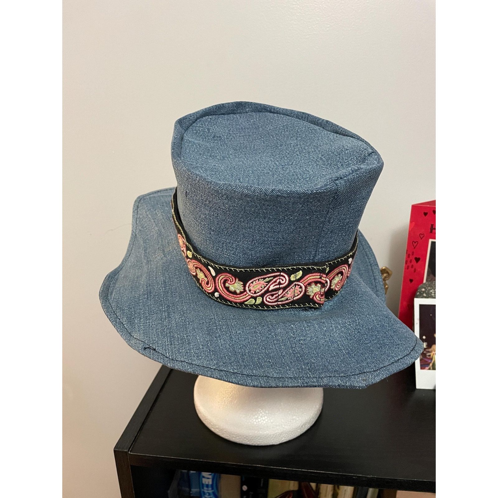 Other Upcycled Denim Western Hat Small | Handmade Wide Brim Blue Size ONE SIZE - 6 Thumbnail
