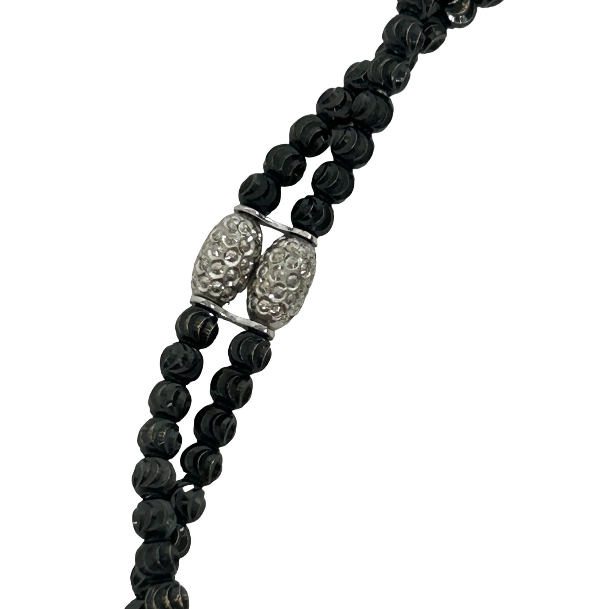 Other Bracelet 925 Sterling Silver Black Faceted Beads Italy Vtg 7 Size ONE SIZE - 7 Thumbnail