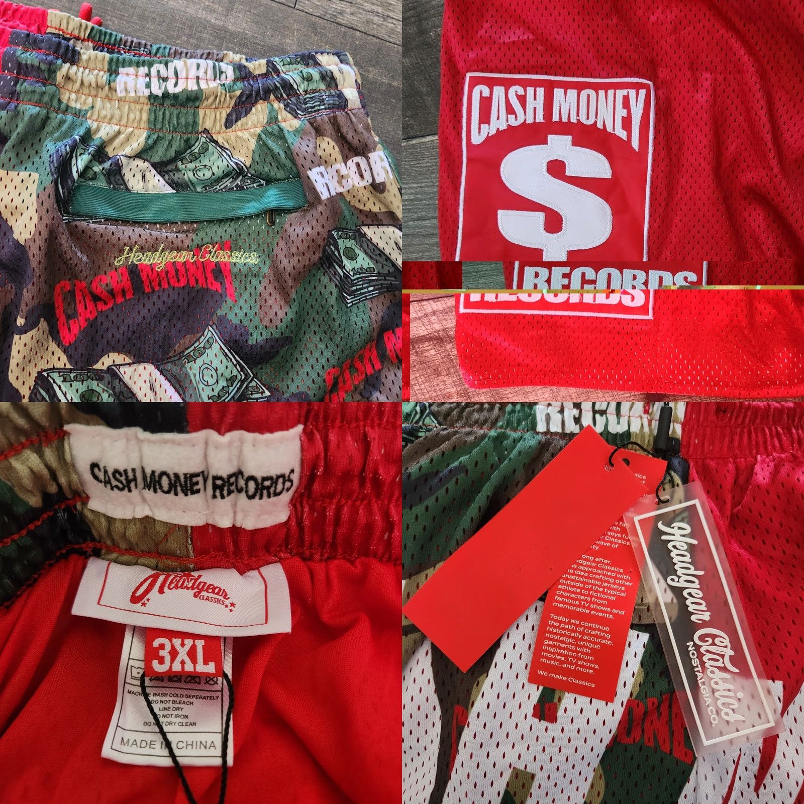 Vintage Headgear Classics Basketball Shorts 3XL Hip Hop Y2k Wayne Red Camo Mens Size US 39 - 8 Thumbnail
