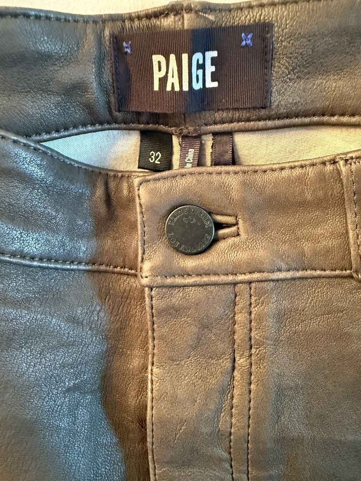 Paige PAIGE Genuine Leather Men's Pants Dark Gray, Textured Finish Size US 32 / EU 48 - 8 Thumbnail