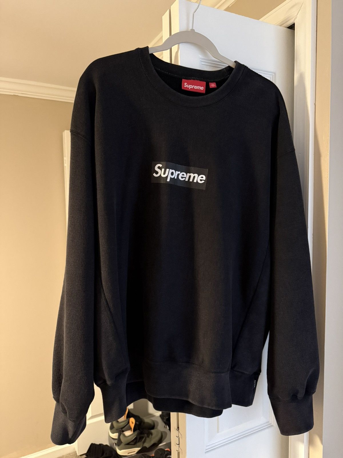 Supreme Supreme Washed Box Logo Crewneck “Black” Size US XL / EU 56 / 4 - 1 Thumbnail