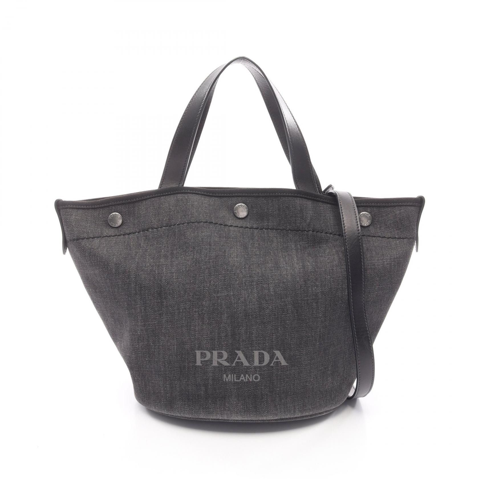 Prada Prada Prada DENIM CITY CALF Tote Bag Textile Tote Bag 1BG244 DUTY FREE for USA Size ONE SIZE - 1 Thumbnail