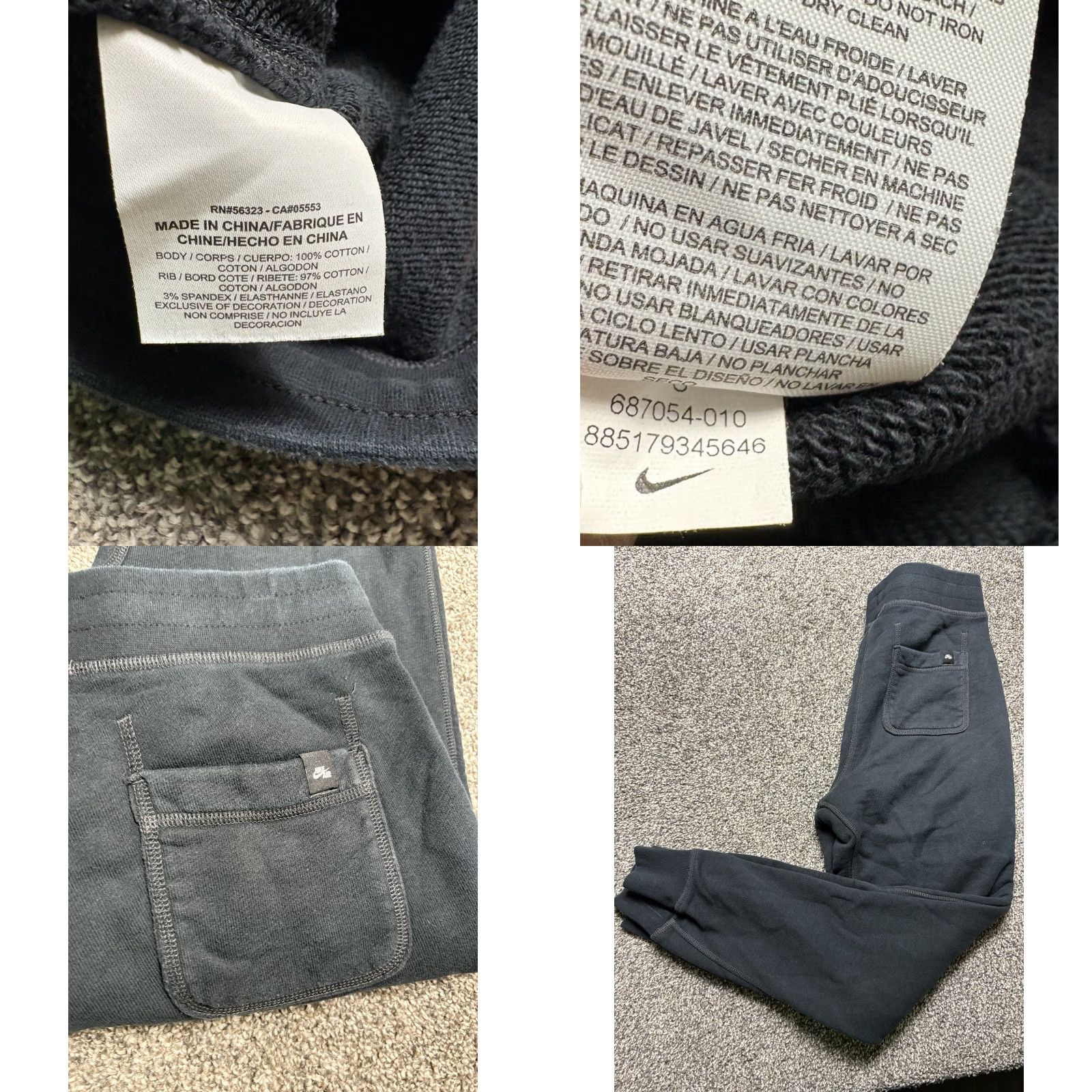 Nike Nike Air Pivot Jogger Sweatpants Men Small Black Fleece 687054 Size US 29 - 8 Thumbnail