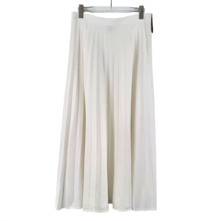 Louis Vuitton Louis Vuitton 23 White Cotton Pleated Midi Skirt Size 40" / US 18 - 1 Thumbnail
