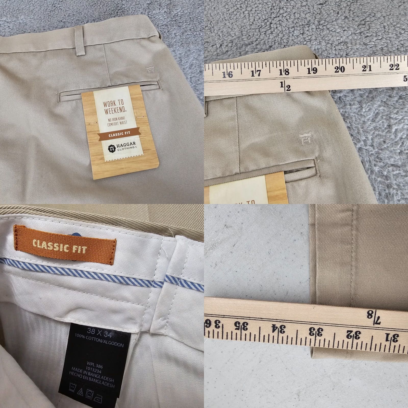 Haggar Haggar Dress Pants Mens 38x33 Khaki Classic Fit Flat Front Comfort Waist Cotton Pants Size US 38 / EU 54 - 8 Thumbnail