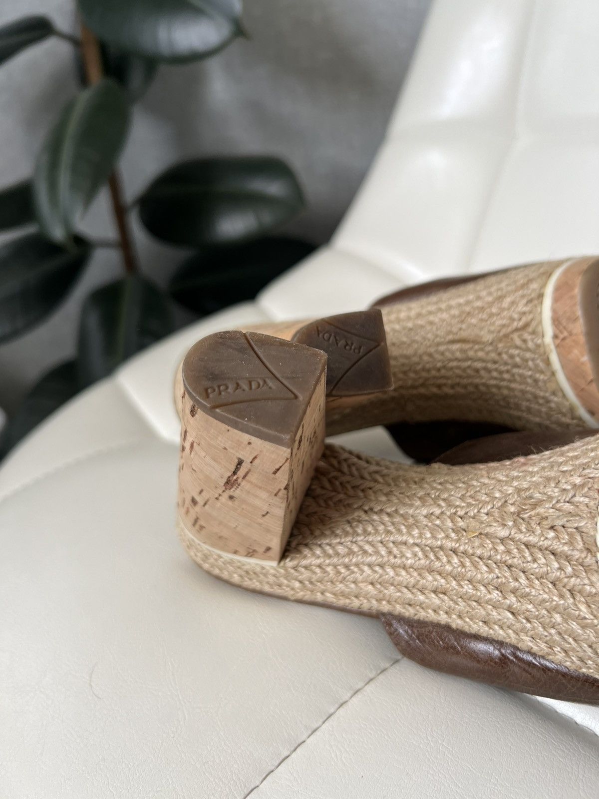Prada Prada Leather Platform Mules Cork Heels Woven Trim Sandals Size US 8 / IT 38 - 19 Thumbnail