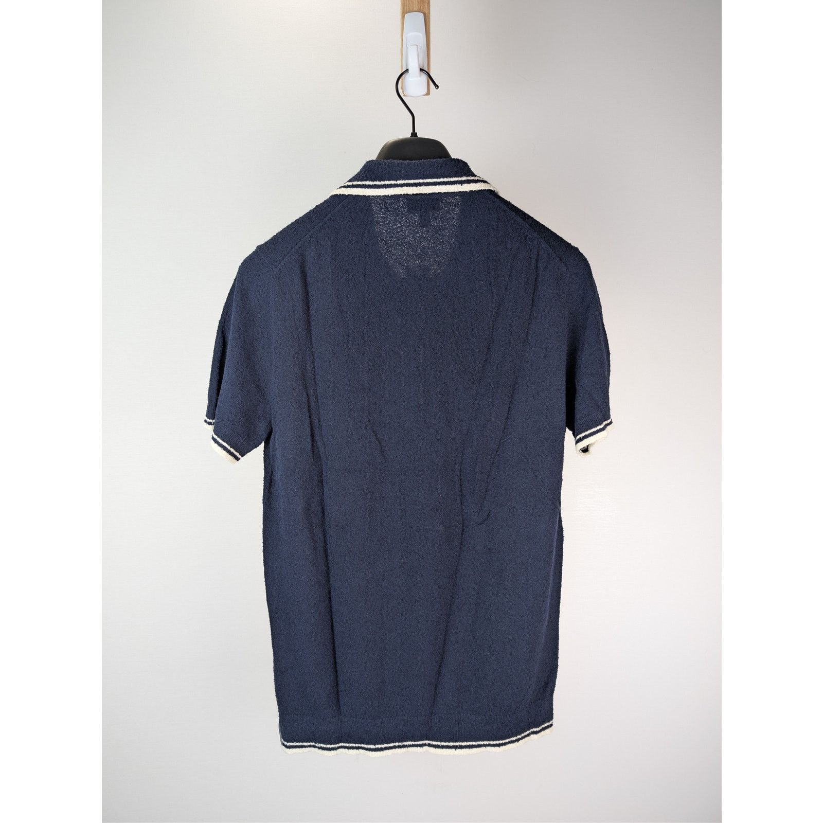 Todd Snyder o1rshd1 CC20 Tipped Boucle Montauk Knit Polo Shirt Navy Blue Size US S / EU 44-46 / 1 - 11 Thumbnail