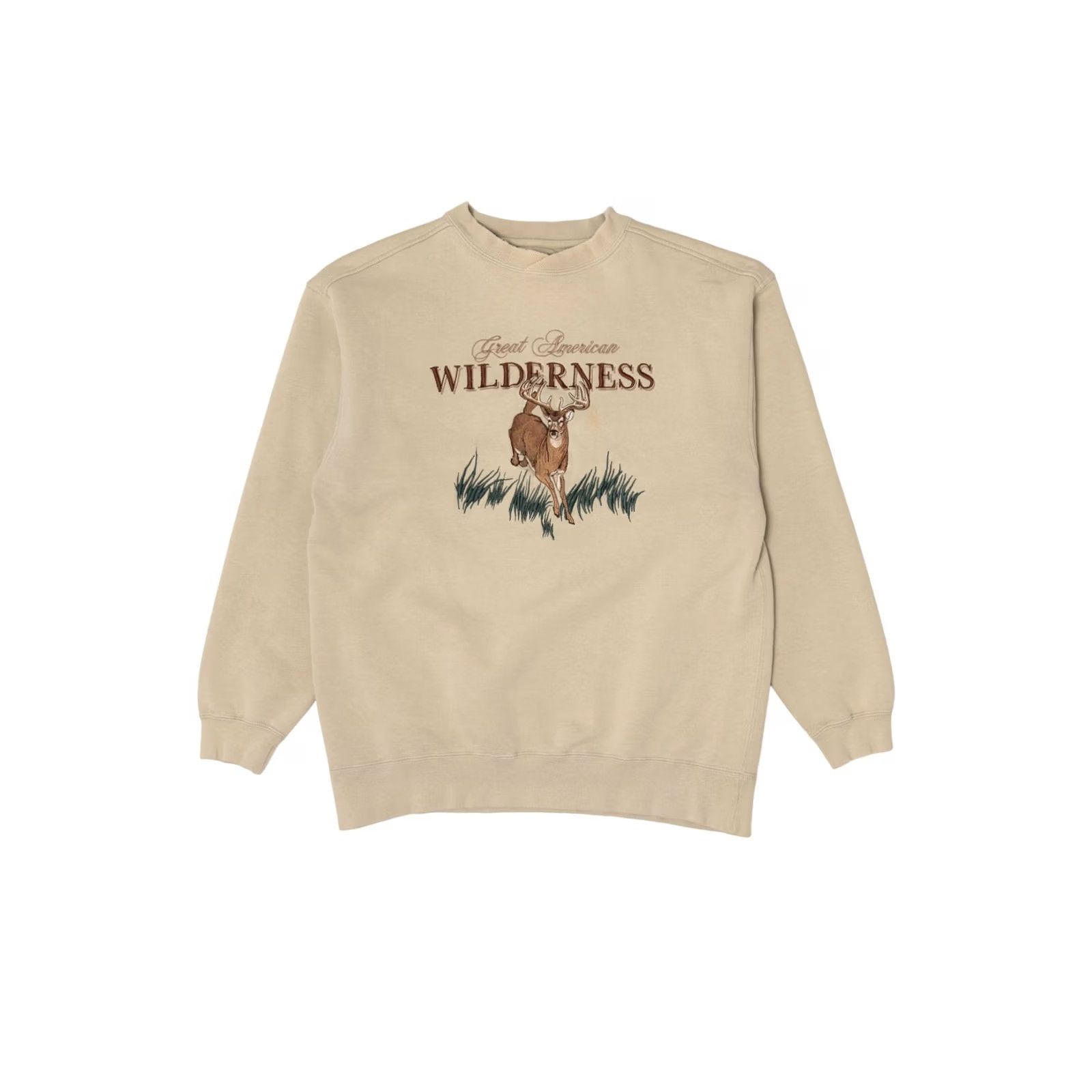 Greats VINTAGE Lost Terrain Sweatshirt Deer Buck Great American Wilderness 2000s Large White Beige Mens Size US L / EU 52-54 / 3 - 2 Thumbnail