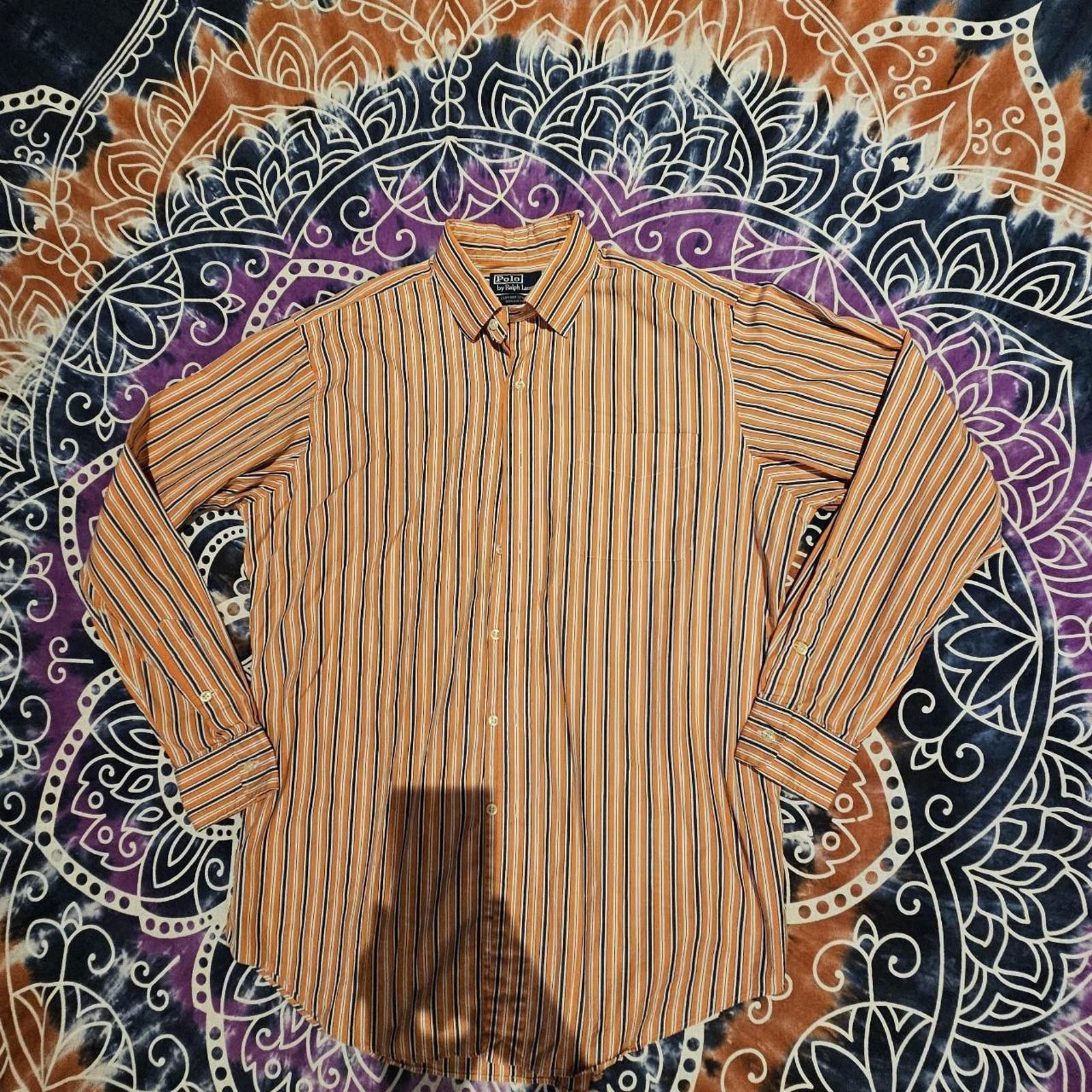 Polo Ralph Lauren Polo Ralph Lauren Men's Orange and Navy Dress Shirt Size US L / EU 52-54 / 3 - 1 Thumbnail