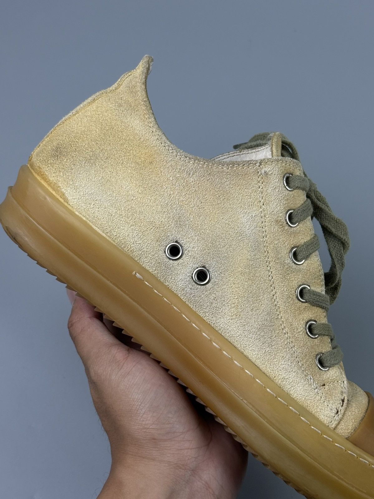 Rick Owens Rick Owens - Gum Sole Suede ‘Ramones’ Low Top Sneakers Size US 8 / EU 41 - 24 Thumbnail
