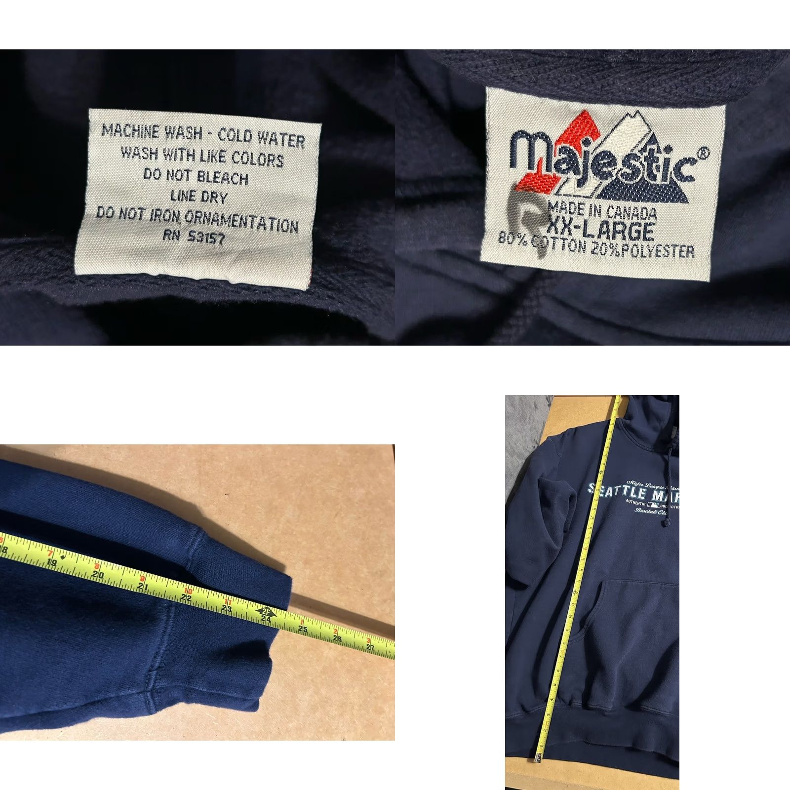 KangaROOS VTG Seattle Mariners Hoodie Men 2XL Navy Blue Hooded Kangaroo Pocket Logo MLB Seattle Mariners 2002 Majestic Navy Blue Pullover Mens Size US XXL / EU 58 / 5 - 8 Thumbnail