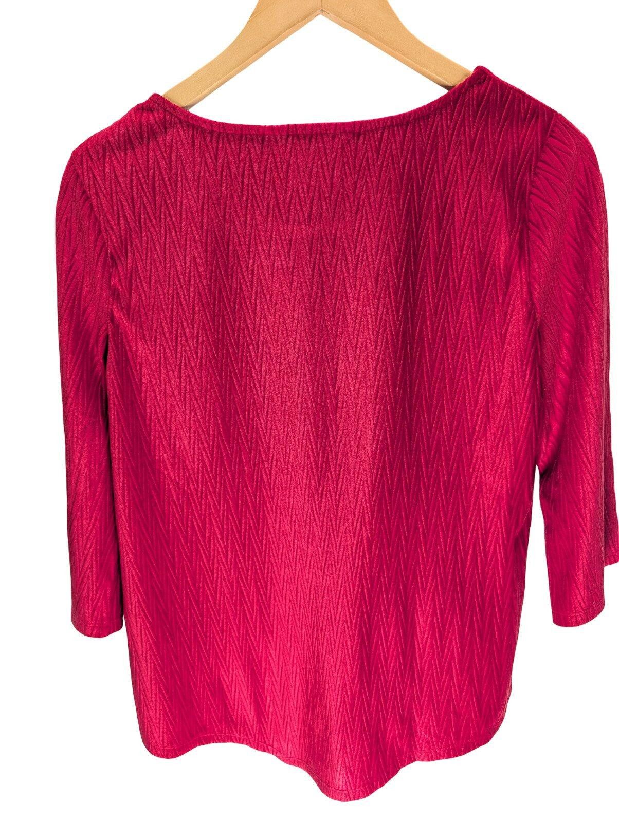 Other Allison Daley Textured Crinkle Knit Top M 3/4 Notch Neck Size M / US 6-8 / IT 42-44 - 2 Thumbnail