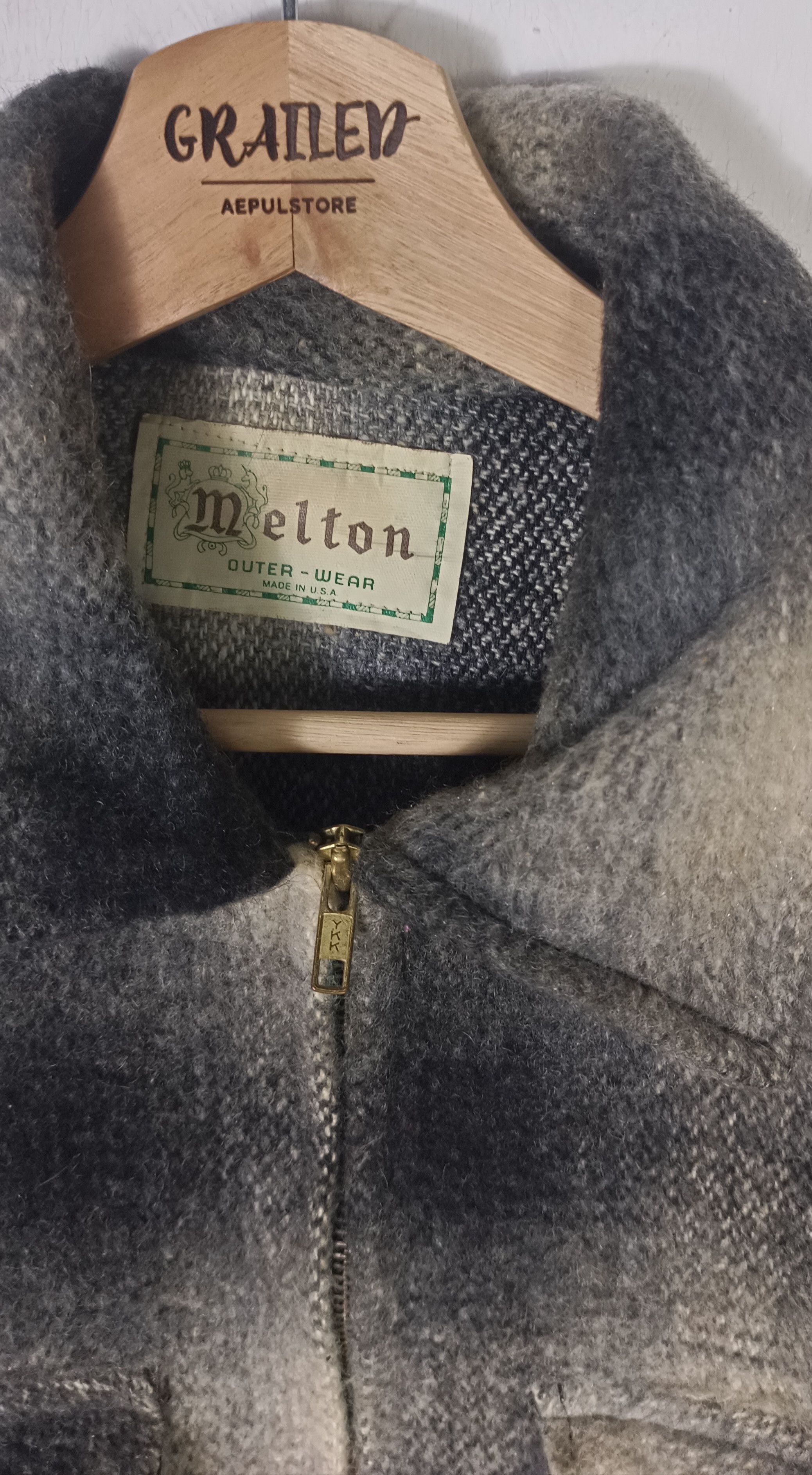 Vintage Vintage💥 80s Melton Shadow Plaid Wool Flannel Jacket Size US XL / EU 56 / 4 - 8 Thumbnail
