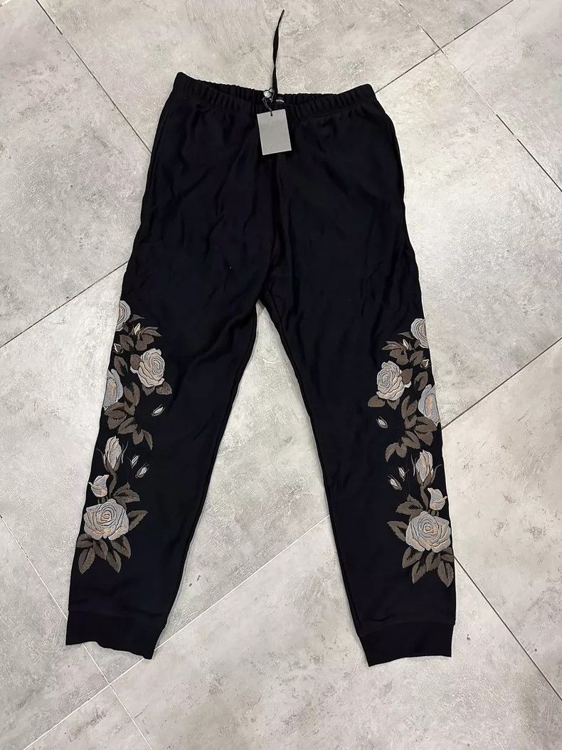 Alexander McQueen Black Casual Pants with Hand-Embroidered Logo- DMC Size US 31 - 1 Thumbnail