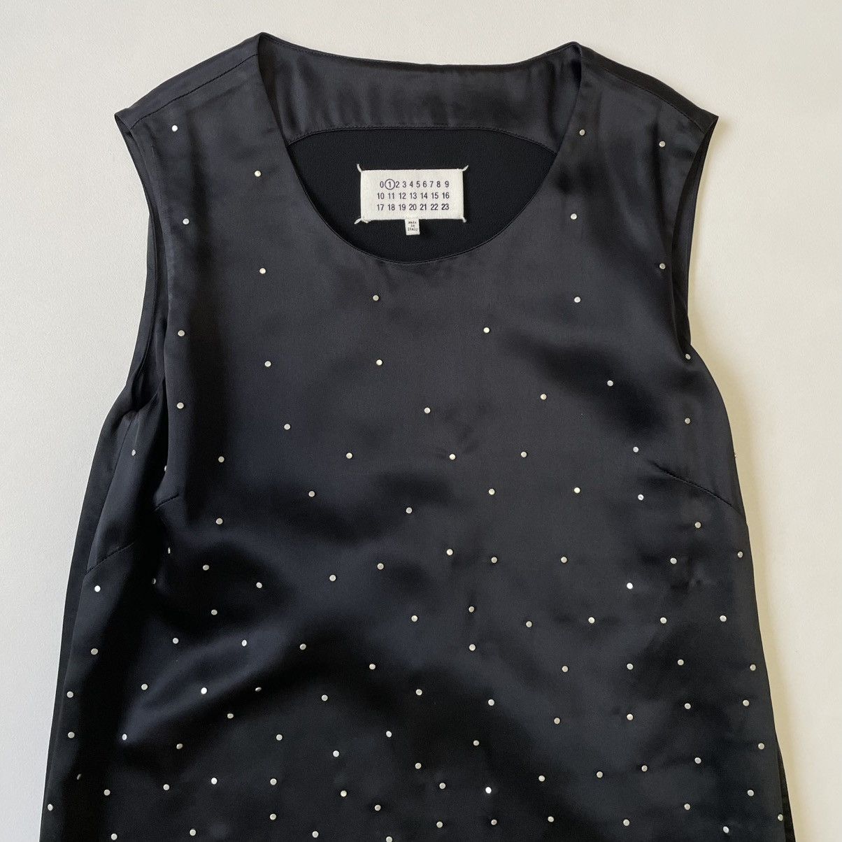 Maison Margiela S/S 12 Black Satin Metal Studded Maxi Dress Size M / US 6-8 / IT 42-44 - 4 Thumbnail
