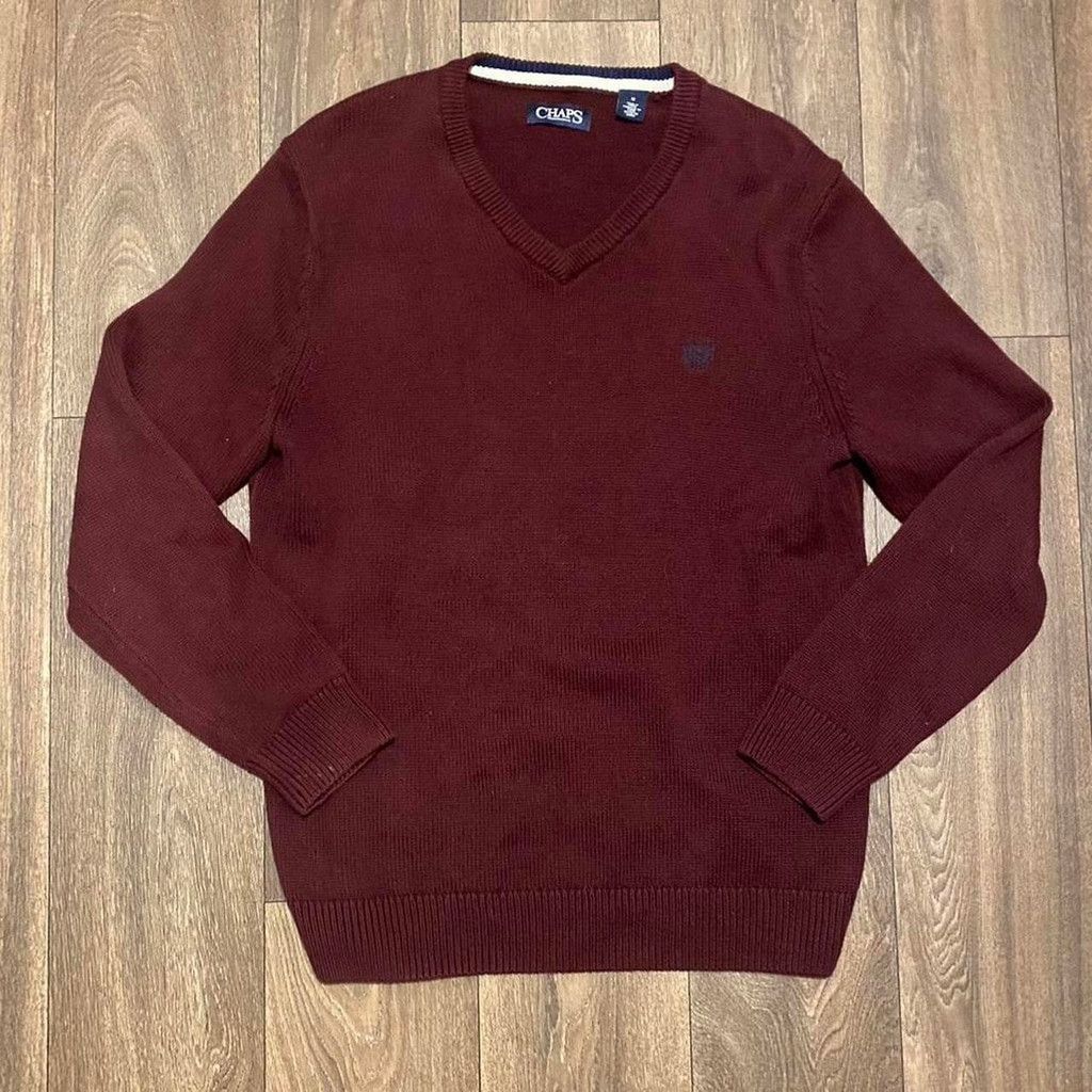 Chaps Chaps burgundy v-neck knit sweater size M Size US M / EU 48-50 / 2 - 1 Thumbnail