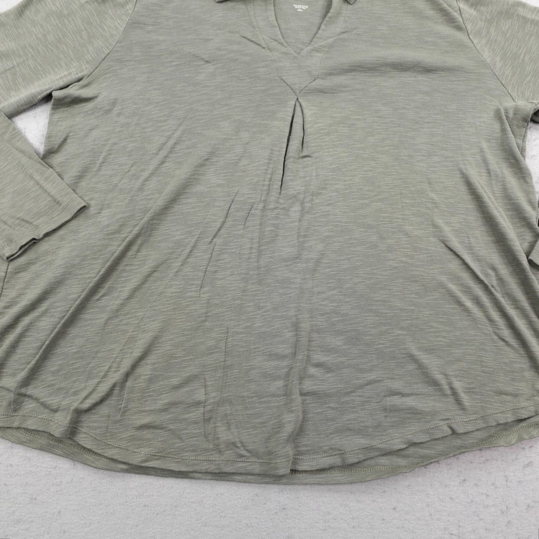 J. Jill VINTAGE J Jill Shirt Womens Large Petite Sage Green Pima Center-Pleat Tunic Popover Top Ladies Linen? Size L / US 10 / IT 46 - 3 Thumbnail