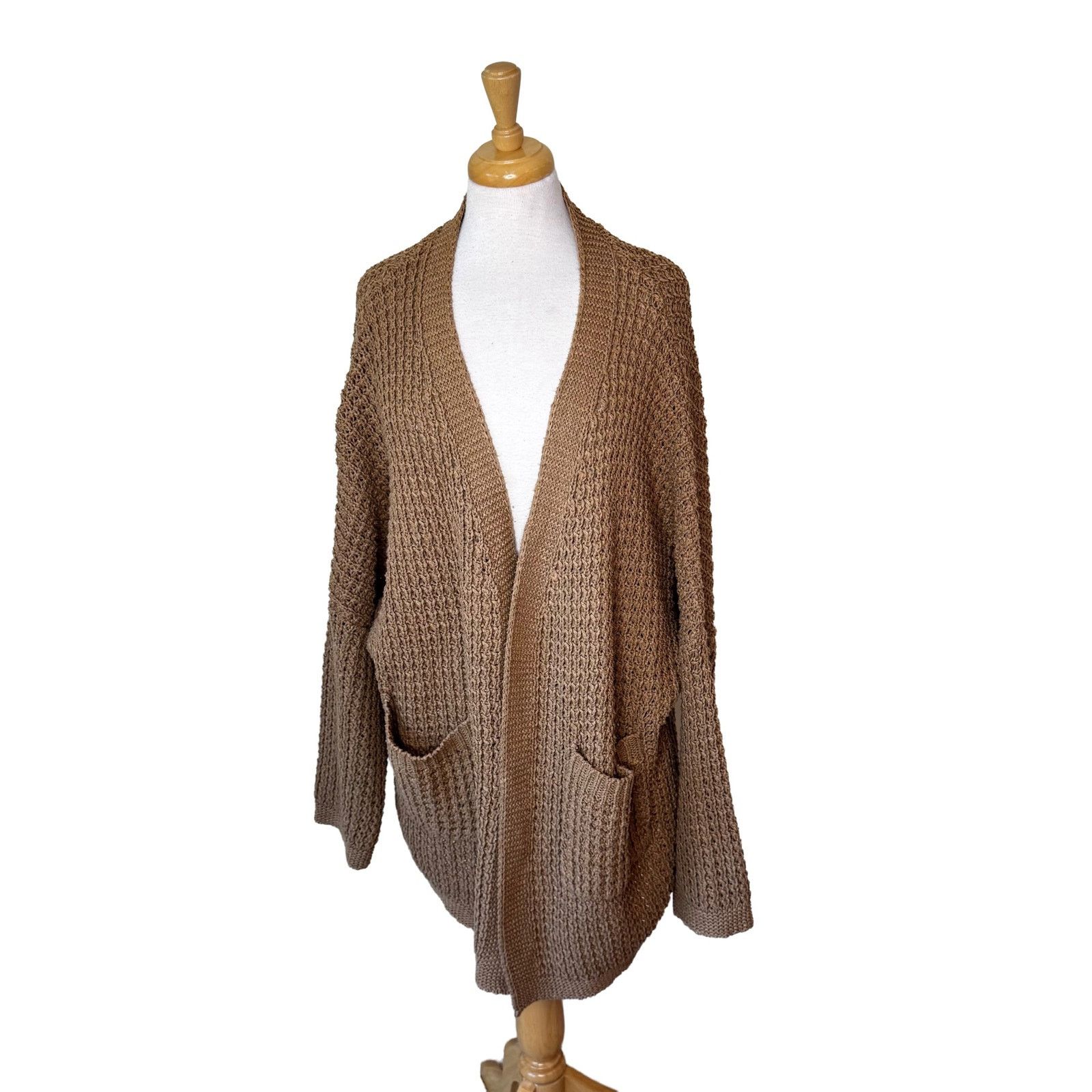 Other SOLAI the label cotton blend chucky knit open front cardigan Size M / US 6-8 / IT 42-44 - 1 Thumbnail